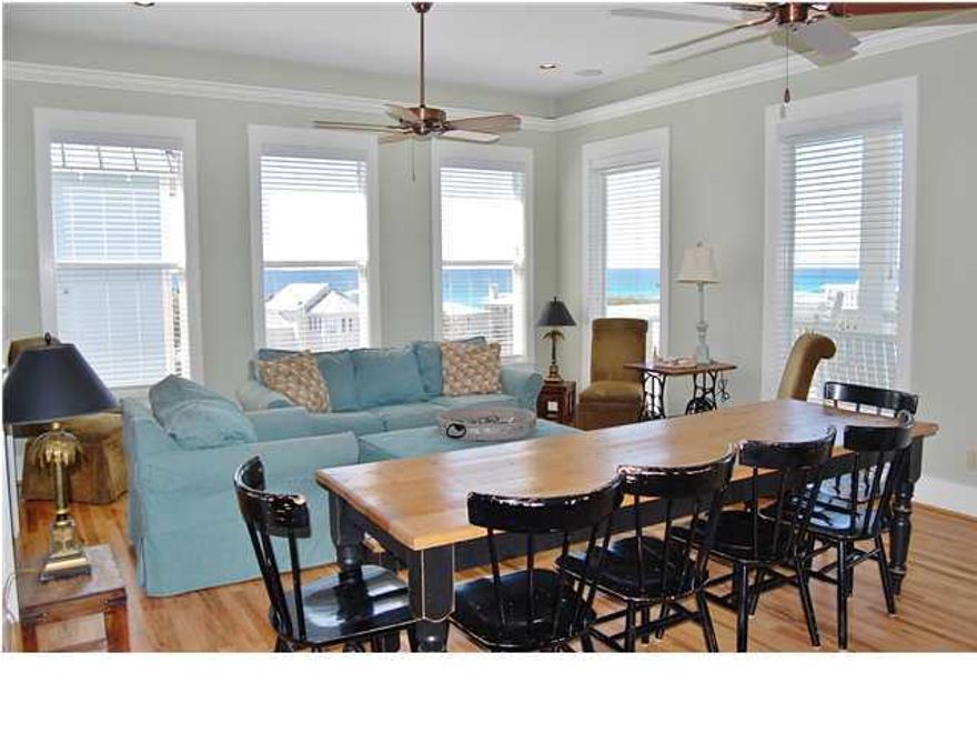 Rental Income 2012 $167,400 and 2013 $156,700. The math on this home is amazing. Its also such a fantastic beach home for your family to enjoy. First class finishes throughout.You can't get any closer to Seaside than this! CLOSE THIS SPRING AND KEEP ALL SUMMER RENTAL INCOME! The GULF VIEWS from this 4 story home are FABULOUS!!! SEASIDE ROOFSCAPES frame the beauty of the SUNSETS from these balconys. When the owners had architect CHANDRA HARTMAN design this home, they thought of every way to MAXIMIZE THE VIEWS and give almost every room a balcony with a view. ARTISAN BUILDERS insured the quality construction of this custom home with granite countertops and upgrades throughout. The PRIVATE POOL AND SPA is HEATED so you can swim year-round.