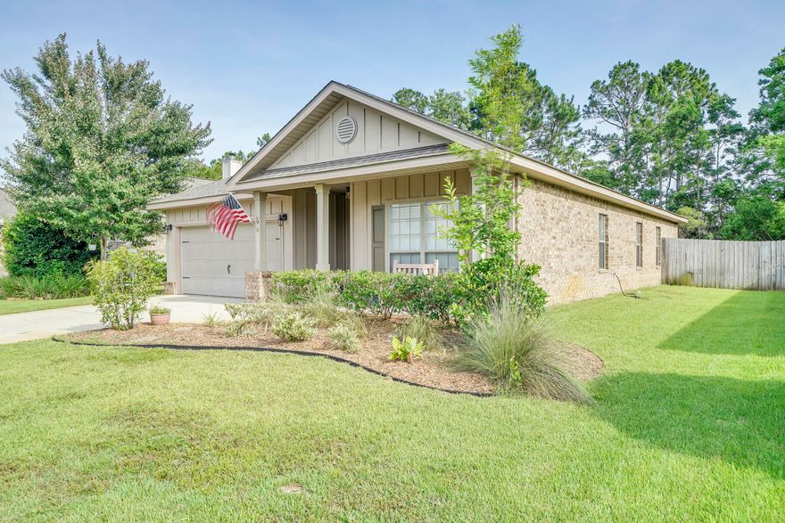 Nicely Maintained 4/2 Home.Main features include 9' ceiling height, stepped up coffered ceiling at both the Living Room  and Master  Bedroom. The Master Bath features, brushed nickel plumbing fixtures and a double vanity, garden tub, separate shower and a separate water closet space and a walk-in closet.Split floor plan providing privacy for the Master Bedroom. The 4th bedroom provides privacy perfect for also a home office setting. Spacious Kitchen with plenty of cabinets, walk in pantry, granite tops, plenty of recessed lighting  and stainless steel appliances. Granite countertops at both Kitchen and Bathrooms. Freshly painted interior. Warm and welcoming! All bedrooms have new tile flooring. Low maintenance brick exterior with Board and Batten on the front elevation.