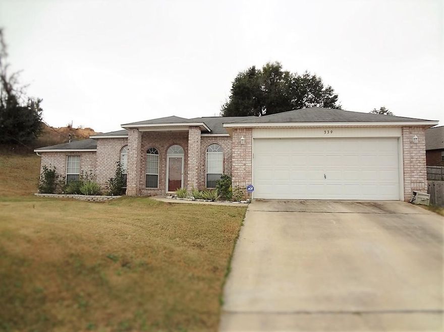 4 Bedroom home convenient to the bases. Popular split bedroom design. The Living Room is accented by 10' vaulted ceiling, ceiling fan & plant ledge. There are also 10' ceilings in the Foyer, Dining Room, Kitchen, & Bedroom 2. Dining Room & Bedroom 2 have arched, modified bay windows. Bay windowed Breakfast Nook & pantry. Center island in the Kitchen. Expansive Master Bedroom Suite includes His & Her walk-in closets, His & Her vanities, garden tub, & separate shower. Quiet cul-de-sac location. Alarm system at tenants cost if they choose to use. Small pet only considered. Lawn maintenance included at $1445/mo