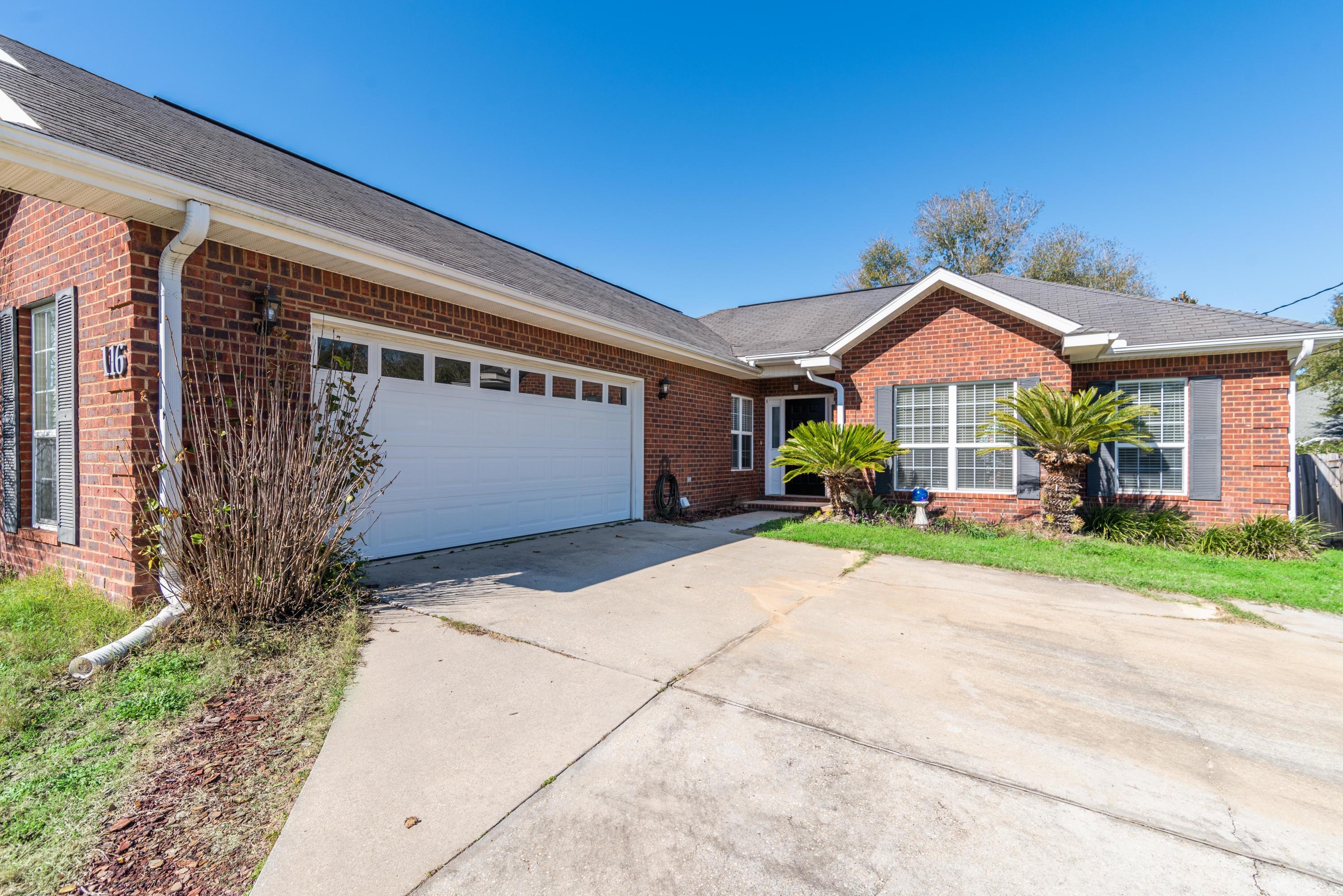 Adorable 3 Bedroom, 2 Bath Floor Plan with Bonus Room in the heart of Crestview. Easy access to bases, beaches and shopping. Over-sized driveway and great curb appeal invites you to visit this nice and affordable home in Crestview. Covered front porch leads into the foyer into a spacious living room. Formal dining room, eat in kitchen area, large kitchen, large bedrooms and a bonus room that can be used as an office or fourth bedroom. Double vanity in the master with garden tub, separate shower and natural light. Walk in closets and more. Level back yard with privacy fenced yard. 2 car garage and interior laundry room.