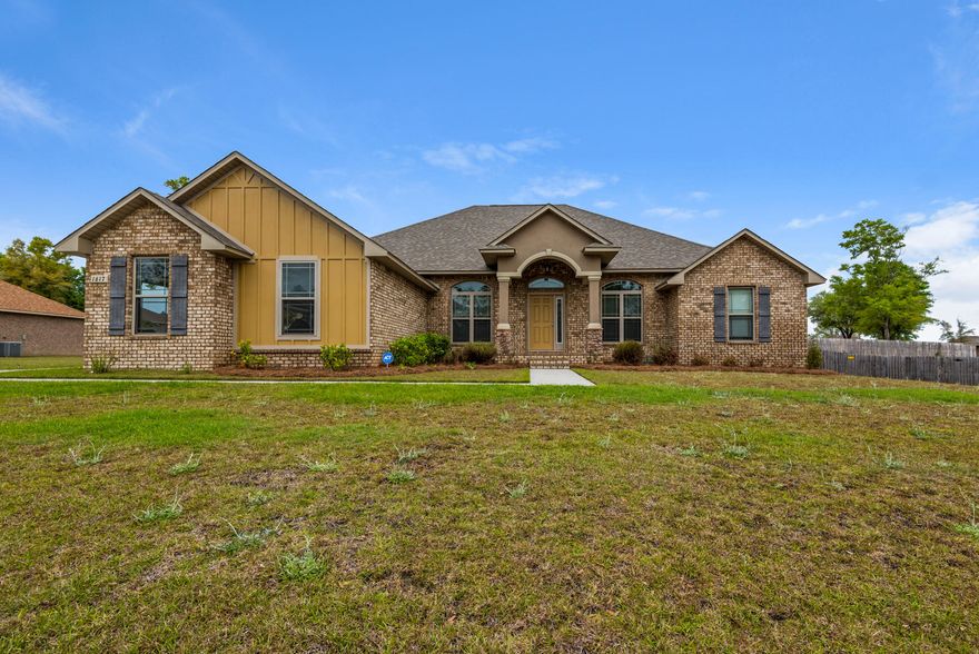 This home has everything you have been looking for! 20 minutes from Duke Field & 7th Special Forces, Large Open Floor Plan, 3 car garage, All Brick, .50 acre lot, and fenced backyard and at an affordable price. NO HOA Bring the in laws, the dogs, & the kids. There is room for everyone. This home is move-in ready. The large kitchen is perfect for family gatherings. There is a large great room with electric fireplace for ambiance. Also, an enormous multipurpose room that can be closed off with the rear guest suite and bathroom. This home features a beautiful formal dining room with wood look vinyl plank flooring and an eat in breakfast area, as well as an office that is currently used a 5th bedroom. This spacious home features ceramic tile flooring, granite counters and 1 year home warranty.