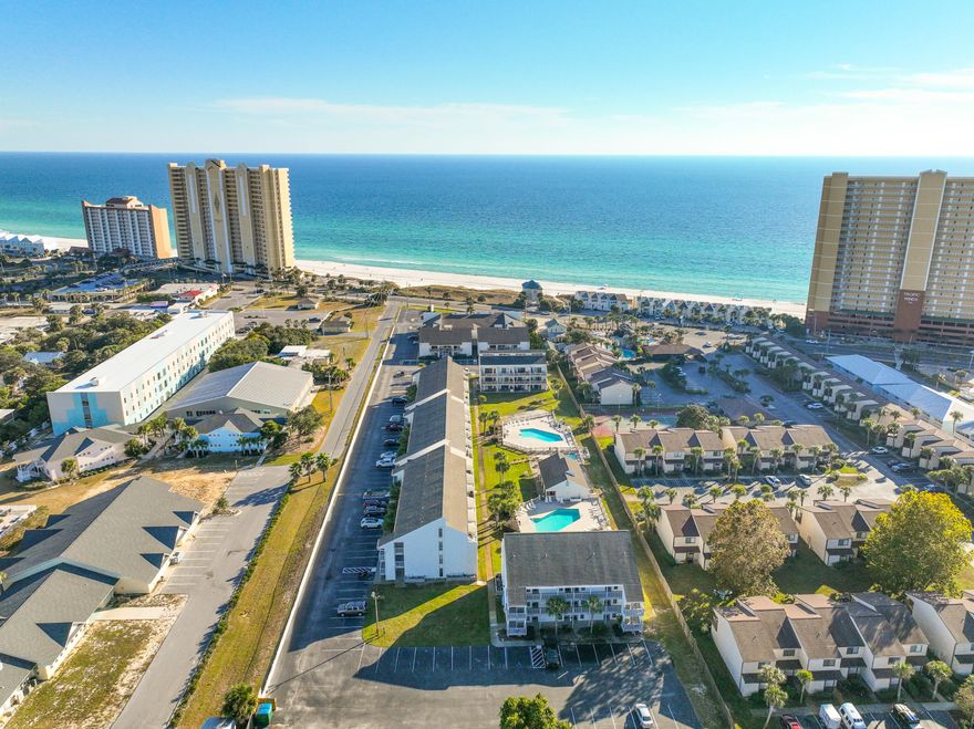 Welcome to EndlessSummer II on the west end of Panama City Beach. This turn key spacious 2 bedroom low rise condo is directly across the street from the beautiful white sandy beaches of the Emerald Coast. There are many upgrades that have been done to this unit. Brand new HVAC, hot water heater, new LVP flooring, quartz countertops, new kitchen sink with upgraded faucet system, new interior paint throughout,outside balcony deck has been painted with rubberized lifetime paint, color tinting on all the windows, new bifold closet doors and brand new mattresses.This complex is conveniently located to many restaurants and shops. Just a quick 3 minute drive to Pier Park.