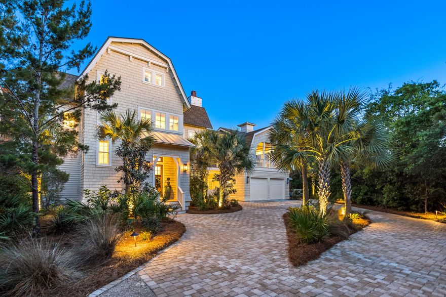 A masterpiece union of design, comfort & functionality, this custom WaterSound Bridges home designed by architect, Dawn Thurber, boasts 4 bedrooms plus a study/office, 3 full baths, 2 half baths, and a lushly landscaped backyard with heated saltwater swimming pool providing ample space for luxurious living. The home's interior spans an impressive 3,403 square feet of heated and cooled space, with an additional 1,432 square feet of porches and decks to enjoy the picturesque community & ocean views with the refreshing gulf breeze. All 3 levels are served by an elevator, providing convenient access to all floors while the 2-car garage with storage is the perfect place for not only vehicles but all the accoutrements of coastal life. Nestled on one of the largest lots in WaterSound Bridges. It is also one of a select few lots with a private path to Camp Creek Lake, a rare coastal dune lake leading directly to the sugar white sands and emerald gulf waters.
From the moment of entry, appreciate all of the exclusive details incorporated into every feature and finish of this property including shiplap wall accents, wire brushed hardwood floors, custom millwork and built-ins, intricate tile design, lighting selected by designer Christopher Cook and sourced from "Lighting by Lavonne," Emtek crystal doorknobs, and designer plantation shutters, shades, and curtains. The solid alder wood front door leads you onto to the first level with 2 bedrooms and a study/sitting room to enjoy with multiple decks leading out to the tropical, leafy pool patio. Find the downstairs laundry room on this level with sink and built-ins as well. 
Take the elevator or the beautifully designed staircase to the main level kitchen and spacious living room with 20' vaulted ceilings highlighted by solid wood beams. Gather around the Eldorado Stone gas fireplace with surrounding built-in entertainment center. Two walls of windows brighten the dining room while the elite kitchen stuns with grass cloth wallpaper, Cambria quartz countertops accented by a Calcutta marble backsplash in an arabesque pattern and floor-to-ceiling inset custom cabinets. Expertly outfitted with Thermador appliances including a built-in refrigerator, triple set oven with warming drawer and microwave, a professional cooktop with pot filler, and a vent hood wrapped in custom cabinet wood. A breakfast nook with upholstered benches offers a cozy spot for morning meals while the pantry has ample built-in storage and a work-space countertop. Three dining areas are conveniently located near the kitchen - the breakfast nook, the main dining area off the living room and the alfresco dining deck.
Three of the bedrooms have private decks or balconies, each with their own unique views of the surrounding community or the gulf. The 3rd-level master suite's deck boasts breathtaking gulf views, making it a serene spot to relax and unwind. A true retreat from the outside world, additional highlights of the master suite include an abundance of natural light from dormer windows, an office nook with built-in desk, shiplap ceilings with a wood beam, custom blackout curtains, and a spa-like ensuite with tiled shower, custom-cut marble countertop and inset cabinets. 
An additional notable feature of this home is the meditation deck  a fully enclosed space with arched-style screened openings with retractable solar shades, a coffered wood paneled ceiling, a stone fireplace and custom-installed swing for private outdoor lounging. 
Outside on the pool patio, discover a private sanctuary with native flora expertly landscaped to shelter the heated, saltwater swimming pool with spa. Fire rock pavers adorn the patio which provides space for lounging and soaking up the Florida sun or shade. Thoughtful features such as under-stair storage, an outdoor shower, and an out-of-view outdoor area for storing kayaks, canoes, paddleboards make it easy to enjoy a life by the seashore.
Technical highlights of the property include a Culligan Reverse Osmosis Water Filtration System serving multiple dispensers and all ice makers throughout the house, a whole house water softener system, a whole house 24 KW Generac generator, two tankless water heaters, wired landscape lighting and uplighting with photo-sensitive on/off trigger, a Ryan Canterbury designed whole house sound system that also serves outdoor decks, and WIFI access points throughout house, including on the decks to ensure signal adequate strength.
Sophisticated and stylish, the gated WaterSound Bridges community is located south of Scenic Highway 30A offering homeowners a rare sense of seclusion yet with easy access to area activities. Amenities include swimming pools, a puttering park, community green spaces, a state-of-the-art fitness center, and private boardwalks along the rare coastal dune lakes and leading to the beach and to one of the most beautiful stretches of coastline in the country. Located just a short distance from Scenic Highway 30A with countless dining, local shopping, events, and attractions. Owners also have the opportunity to join the St. Joe Beach Club featuring: private beach access, beach services, 2 pools, multiple restaurants, and a bar with gulf views, 2 private golf courses (Camp Creek and Sharks Tooth ) and the brand new Lifestyle Center at Camp Creek. Please inquire with membership for more info and latest offerings.