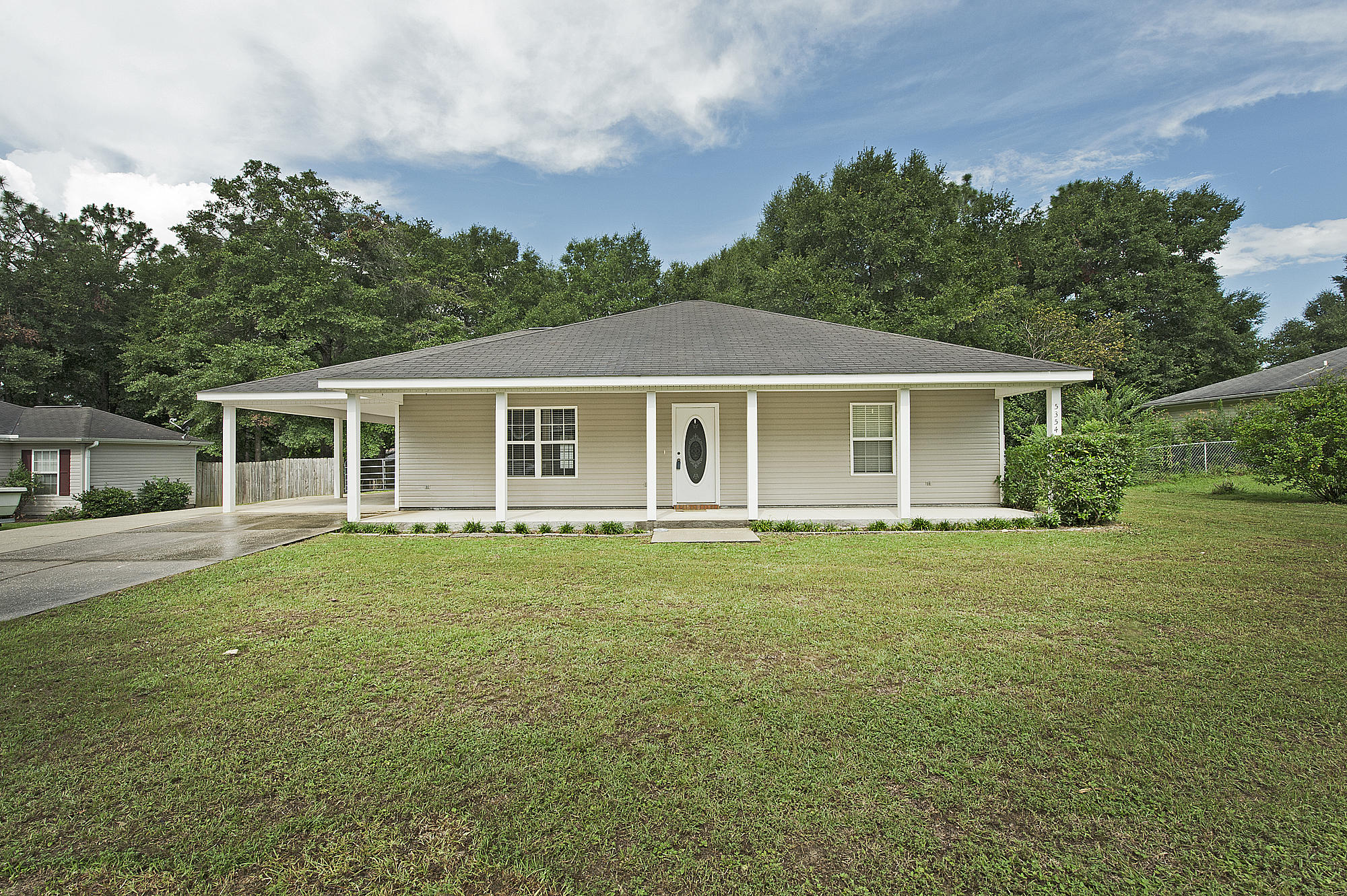 Accepting Back Up Offers - cont. contract. MOVE IN READY!! This well thought out floor plan LIVES LARGE! You will LOVE the wide open living, dining and kitchen area. A few perks include updated soft neutral paint colors, wood laminate flooring, archways, a breakfast bar and laundry room/storage area! The large master bedroom has a walk in closet and private bathroom. Step out back through the french doors and enjoy the covered back patio. You'll appreciate the fenced back yard, 12x15 workshop w space to store a boat, RV etc. The workshop has double doors, electric, cable & a workbench waiting on you!! Plenty of shelving above for all those Christmas decorations too. There's even plenty of room for a pool and firepit! FREE home warranty for the first year.