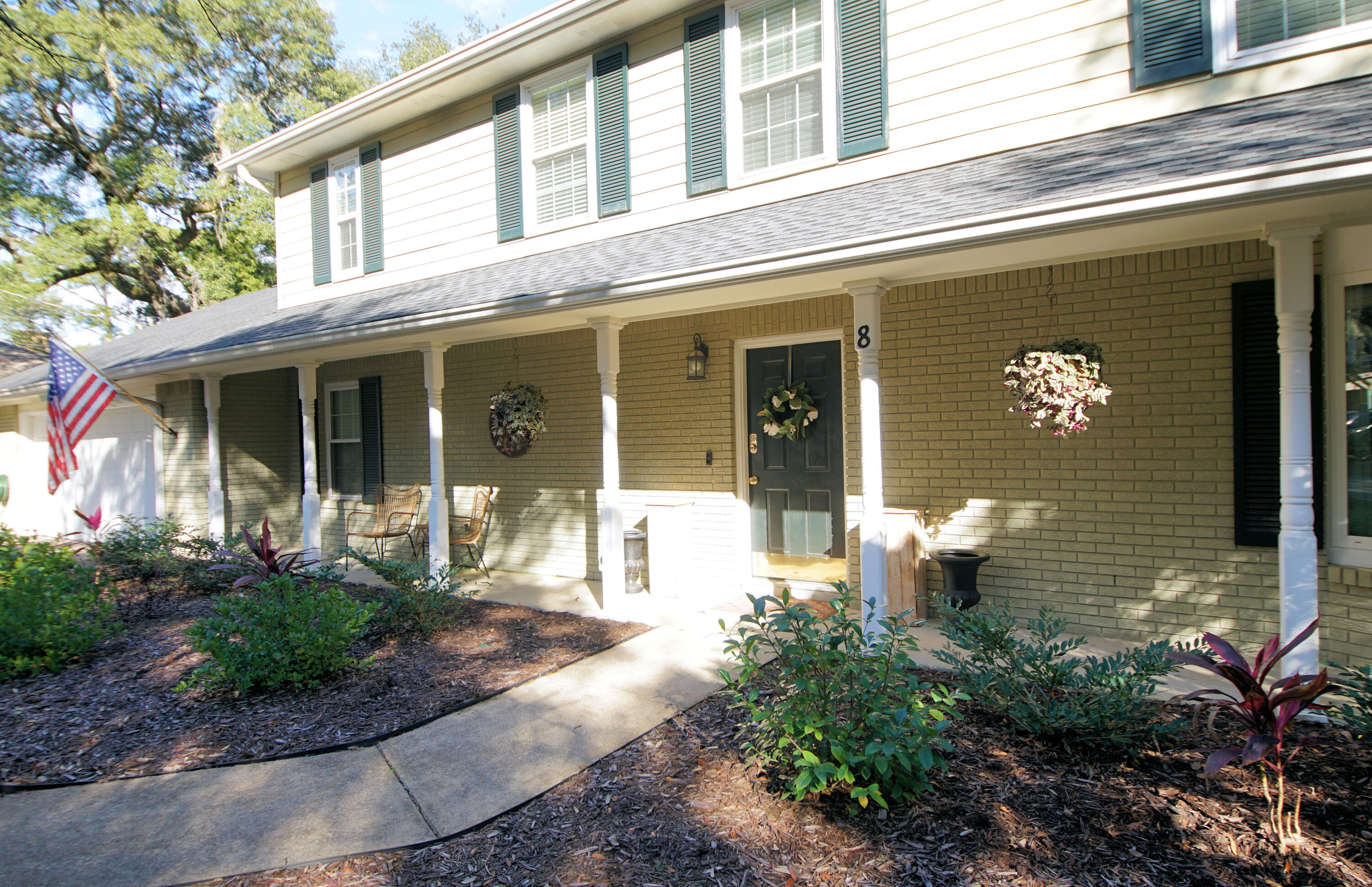 Perfectly-maintained home tucked back in quiet Shady Lane subdivision with water easement access for kayaking & paddle-boarding. This 5-bedroom 2.5- bath home features quartz countertops, hardwood and tile throughout with NO CARPET, hurricane rated windows and shutter, large baseboards, and gorgeous tiled master bath. The spacious screened in Florida room is perfect for entertaining. Both front and backyards have lush landscaping that adds both beauty and privacy. The oversized 2 car garage has an added workspace with cabinetry and a utility sink. Located in a flood zone X, the home is high and dry making it ideal for an FHA or VA loan.