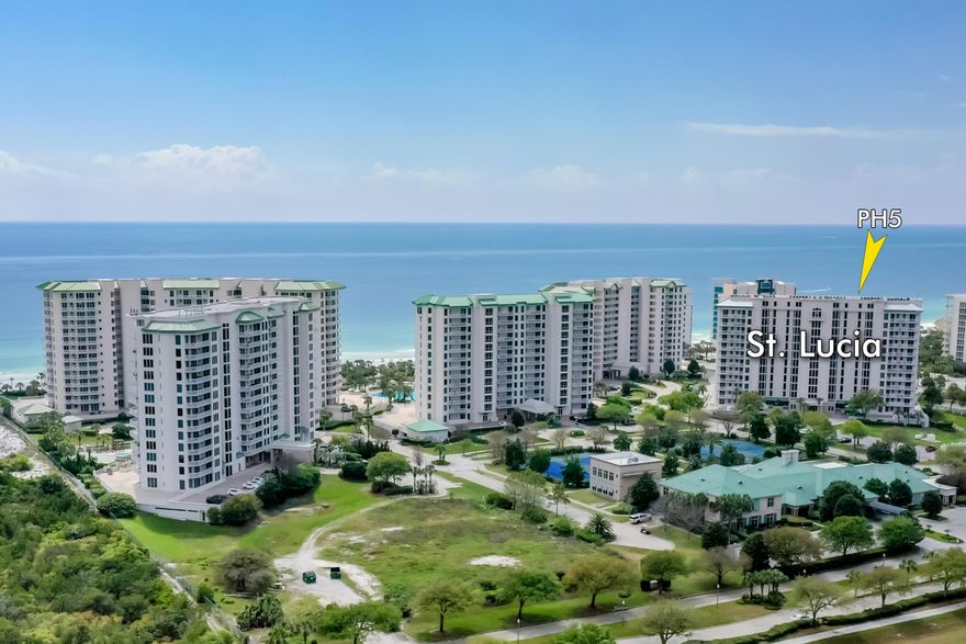 Two-story, four-bedroom penthouse with amazing gulf and sunset views! This 2,493-SF condominium residence at the desirable Silver Shells resort offers fabulous options for either a stunning home or a weekly vacation rental. Comprising the top two floors near the western end of the building, on the northwest edge of the resort, the gulf-facing residence is quiet, private, and large enough for full-time living. Alternately, with a huge master suite, two additional bedrooms/baths, and a large bunkroom, the unit will likely command a strong rental income. Large covered decks on each of the two stories extend the home's livable space while allowing for outdoor dining, sunning, enjoying the cooling breezes, and toasting the fabulous Emerald Coast sunsets! The residence offers travertine floors, tray ceilings, and crown molding in the common areas, granite countertops, and gulf views from all major rooms. Conveniences include two walk-in closets, an additional owner's closet, dual vanities/sinks in the master, a large utility room off the kitchen, and a designated garage space.
      
Situated at a fantastic location directly on the Gulf of Mexico, Silver Shells resort offers an extensive private beach for its owners and guests, bordered by a lush "green belt" forming a private park. St. Lucia has its own small pool, as well as being in close proximity to all the fabulous amenities of Silver Shells, including a huge resort-style pool, tennis, an outdoor/indoor lap pool, separate cardio and weight rooms, playground, gulf-side dining/beach bar, manned/gated entrance, and more. The resort's eastern border is the gorgeous Henderson Beach State Park, which features glittering white sand dunes up to 30-ft high and over 200 acres of pristine nature! From this central Destin setting, the best dining, entertainment, attractions, and shopping of the Emerald Coast are easily accessible!