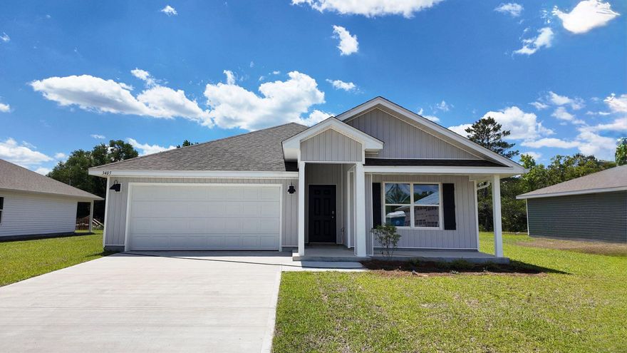 Welcome to Day's Landing! The popular Cali model, one of our most sought-after designs, offers a fantastic open layout for comfortable living. Featuring 4 bedrooms, 2 bathrooms, a covered patio, 2-car garage, and the 'Smart Home Connect' System with various convenient Smart Home devices. The well-appointed kitchen includes stainless steel appliances, a smooth-top range, built-in microwave, quiet dishwasher, corner pantry, island bar, eye-catching wood-look flooring, and plush carpet in the bedrooms. Bedroom 1 and the adjoining bath boast a large walk-in closet, double vanity sinks, a spacious shower, and extra storage. Enjoy the stylish curb appeal in the rapidly growing North Crestview area.