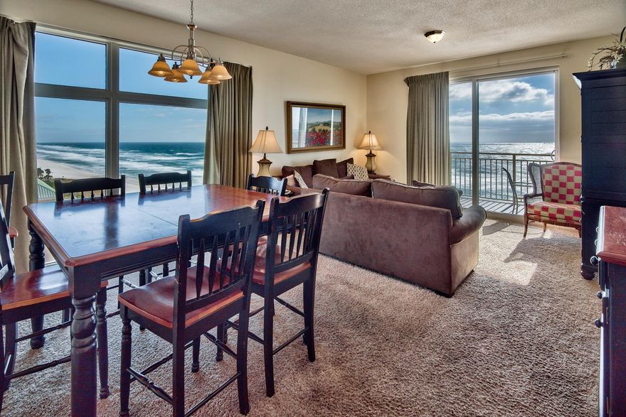 Amazing 3 bedroom, 2 bathroom, gulf front condo in Panama City Beach at Sterling Reef. This unit offers gorgeous views from an oversized 6th floor balcony overlooking the Gulf of Mexico. The interior boasts an open living/kitchen design and the master bedroom features direct balcony access and incredible views even just laying in the bed. This corner unit also offers additional windows in the living area creating a wraparound feel with a beautiful perspective view of the area. Large guest bedrooms and a very large guest bathroom allows for ample room for large groups staying in the property. Another outstanding perk is a very large storage room inside the condo unmatched by other floor plans throughout the beach area. The building offers covered parking, private pool & fitness center.