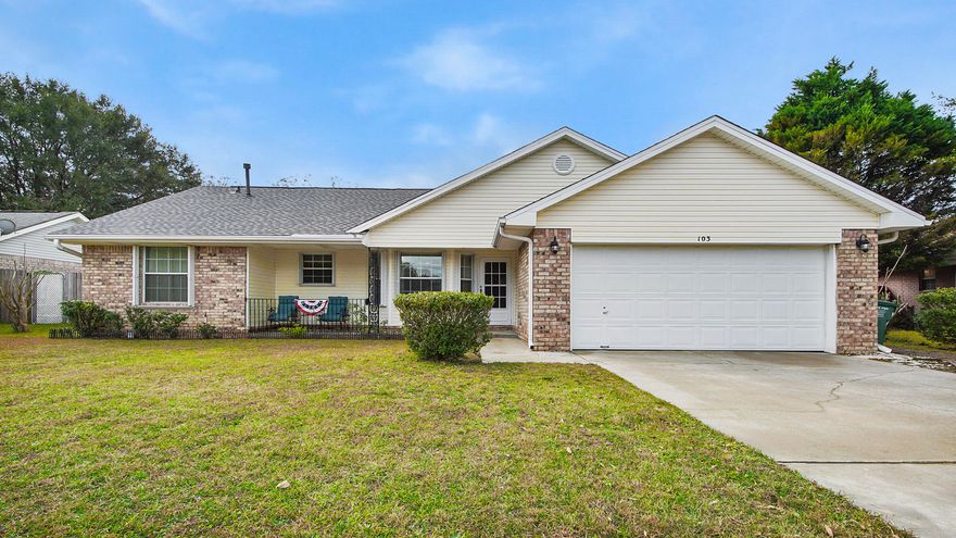 ACCEPTING BACK UP OFFERS - Beautiful 3 / 2 Home in Crestview.   New ...Roof 2020, Hot Water Heater 2019, and AC 2017.   Home has numerous features to boast for example - New walk in MB Shower, MB walk in closet, granite kitchen counter top, with deep sink and oak cabinets, beautiful living room ceiling fan and outside the extras include wrought iron patio area, locking Hurricane Shutters, extra wide driveway, three (3) sheds out back - he, she and garden with electric.   Come and see this beautiful home!!