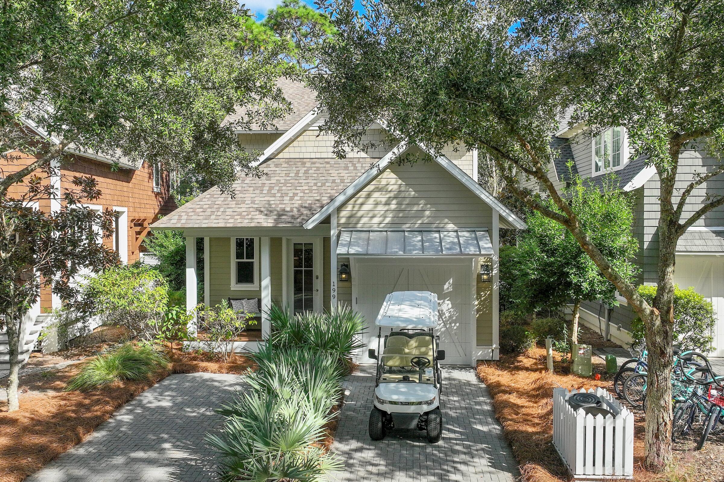 A Rare opportunity to rent a home in the Watersound West community, South of 30A with dedicated beach access! Gorgeous, furnished 3 bedroom home with sprawling balconies and screened porches make this the perfect home to rent. Easy indoor and outdoor living with gorgeous views of Horseshoe Park. The one car garage includes a golf-cart and lockout storage unit perfect for bikes and beach toys. Amenities include a community pool, nature trails, gated entry, fitness, a putt-putt course, and dedicated beach access. Additional Guest parking is also available throughout neighborhood.