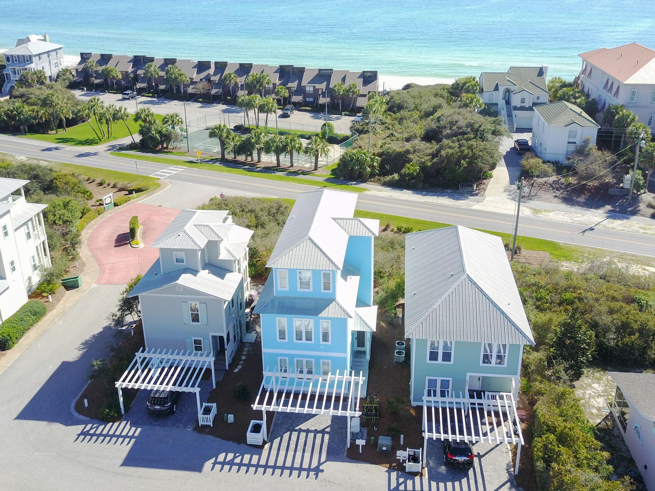 Welcome to ''The Sassy Seagull'', located on 30A in the quaint community of Cottages at Camp Creek! This FRONT ROW beach cottage is an incredible rental property with 5 bedrooms and 4 full bathrooms. Located directly across the street from the white sandy beaches of the Emerald coast. Enjoy breathtaking Gulf views from both the 2nd and 3rd floors! Camp Creek's DEEDED BEACH ACCESS is conveniently located just a short stroll ACROSS THE STREET! This family friendly floorplan includes two master bedroom suites on the first floor, a large guest bedroom on the second floor with two queen beds, and two additional bedrooms on the third floor. The 3rd level includes 2 large bunk beds and plenty of room for the kids to hang.