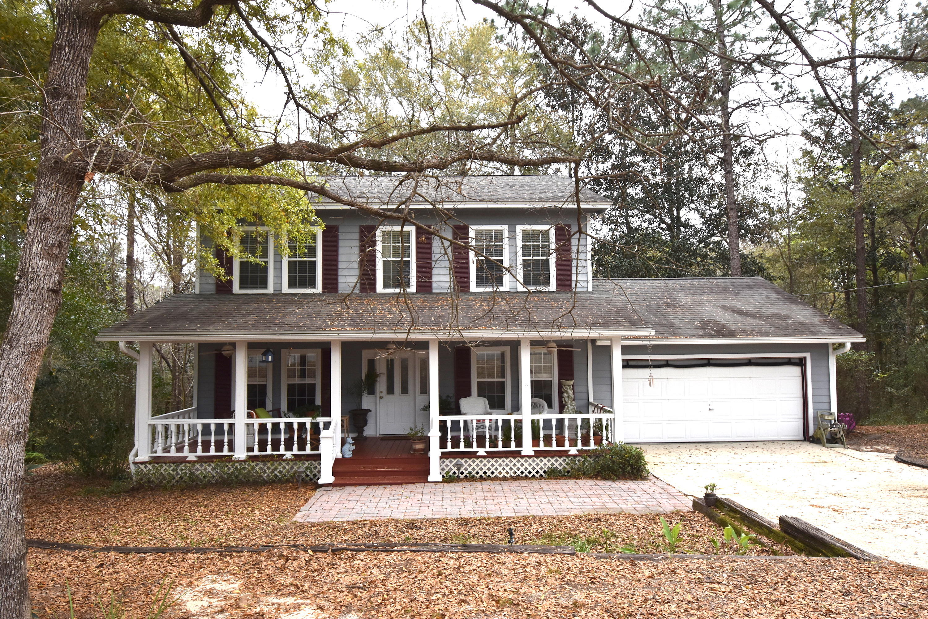 Custom built 2-story home located in a quiet neighborhood off of Airport Road has a beautiful green-belt view and nestled on a 1/2 Acre lot. Seller is offering to pay MOST closing costs and a home warranty value of $450! The woodworking and trim work in the home is a work of art, with the tongue in groove ceilings throughout the house and the pine plank wood floors in every room except the kitchen and baths which have tile. 3BR/2.5 baths with the half bath (powder room) conveniently located downstairs. Cherry wood cabinetry in the kitchen. Welcoming Front Porch and a HUGE back deck provide ample room for entertaining and enjoying the outdoors! There is a crystal clear creek that borders the property to the rear. Closing costs paid by seller do not include: points, origination, escrow setup