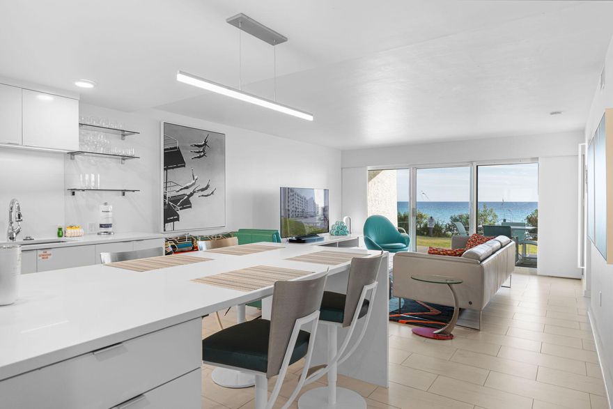 Designed by Isidro Dunbar Modern Interiors, experience timeless luxury in this pristine condominium with crisp white hues and clean lines throughout. The open-concept layout enhances spaciousness, while custom hand-hewn cabinetry and flawless Caesarstone quartz countertops adorn the kitchen, offering style and functionality. Enjoy coastal living with pops of Gulf-inspired colors, and retreat to the gulf-front bedroom for a tranquil sanctuary. Indulge in luxury in the primary bath with a dual vanity and custom shower. Guests will appreciate the privacy of the well-appointed guest bedroom.   RENTAL INCOME 2025 $50,003.95 TO DATE WITH MULTIPLE OWNER USAGE..! RENTAL COMPANY HAS LIKE KIND UNITS THAT HAVE GROSSED $82K ALSO 13K ON THE BOOKS FOR 2026... ONE OF ONLY 2 WALK-OUT END UNITS IN THE COMPLEX, WALK OUT TO 600' OF DEEDED BEACH. 