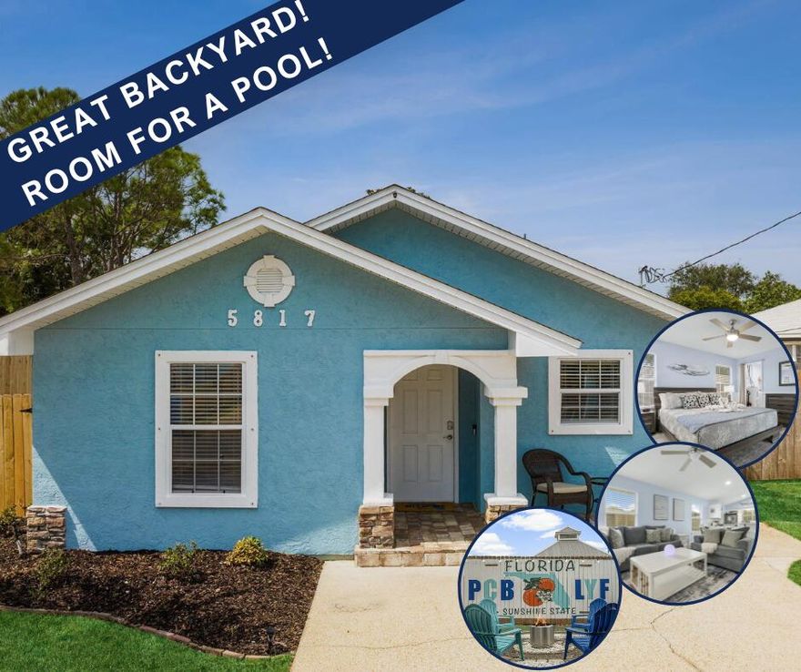 ***SELLER WILL CONSIDER ALL OFFERS!***Your next investment property or beach vacation home is ready for you NOW!--FULLY furnished, turnkey, and ready to rent upon closing--Walk to public beach access #12 and #13--Sleeps 8--Fabulous backyard mural--Room to add a pool--Storage shed with beach gear and hurricane panels--Stocked owner's closet - all items convey--Irrigation systemAsk your agent for the Airbnb link and to schedule a tour.Property video available also.Thank you for your interest.  We are eagerly awaiting your offer! --8-min. Walk to Beach - Fire-Pit
--Fenced-In Backyard - Charcoal Grill
--Equipped Kitchen - Coffee Bar
--4 Smart TVs + Roku - Smores Station
--Washer + Dryer  - Florida Room
--Beach Gear + Games 
--Dog Accessories - Outdoor Shower
--Boat/Trailer Parking - 4-Car Driveway

1 min to Dolphin Boat Ramp, Busters Beer & Bait (Live Music)
3 min to Schooners (Beachfront Restaurant), Rick Seltzer Park
4 min to St. Andrews State Park, Publix

Property Highlights:
--Bedroom 1: King Bed + Private Ensuite
--Bedroom 2: Queen Bed
--Bedroom 3: Twin/Twin Bunk Bed (Entrance from Florida Room)
--Living Area: Queen Sleeper Sofa

Indoor Comforts:
Enjoy an open-concept layout with cozy furnishings, Roku Smart TVs, remote-controlled ceiling fans, and a fully remodeled kitchen. The living area and dining space flow seamlessly together, creating a bright and welcoming environment for everyone to gather and relax.

Outdoor Oasis:
--Private Backyard: Fully fenced for privacy
--Florida Room: A screened-in patio to unwind bug-free
--Fire Pit & Charcoal Grill: Perfect for cozy evenings under the stars
--Beach Gear: Chairs, umbrella, wagon, games, plus beach favorites like Corn Hole, Spike Ball, Jenga, Ring Toss, and Bocce Ball
--Front Porch & Outdoor Seating: Ideal spots for morning coffee or evening relaxation
--Nearby Boat Ramp: Just 0.1 miles away with open ocean access

Fully Equipped Kitchen:
Designed with all the essentials, this kitchen has everything you need, including a Keurig and drip coffee machine, French press, toaster, spice rack, and even a s'mores station! Enjoy cooking with the convenience of a dishwasher, microwave, and ample dishware and cookware.

--Linens, Towels, Hair Dryer, and Straightener
--Laundry and Dish Supplies Provided (contents of owner's closet convey)

Parking:
Driveway parking for up to 4 vehicles, free street parking, and designated space for boats, RVs, or trailers.

Safety & Convenience:
This home is equipped with a Ring Doorbell (front), a Ring Floodlight (backyard), a Google Nest Thermostat, and a Schlage Smart Lock for secure, keyless access.