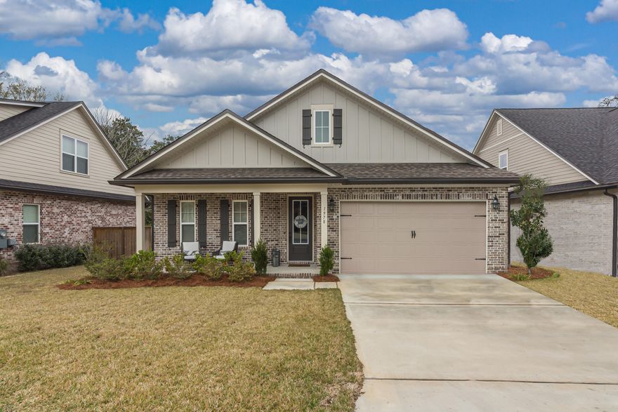 Your new home is a stunning, nearly new, Randy Wise-built beauty in the private community of Hatties Grove. This centrally-located home invites you to gather in its open concept. The kitchen will delight - granite counter tops, tile back splash, massive island, large pantry, stainless appliances, and dining area. The family room will charm you with upgraded built-in cabinets and a 70 inch flat screen TV (conveys). Laminate, tile, and Carpeted Flooring, Crown Molding, Case Windows, Ample Storage throughout. The large deck on the back of the house looks out into a green zone. Beautiful yard - thanks to the sprinkler system! Bedrooms are spacious and welcoming. Master bath includes a soaking tub, large shower, and walk-in closet. The owners have taken immaculate care to