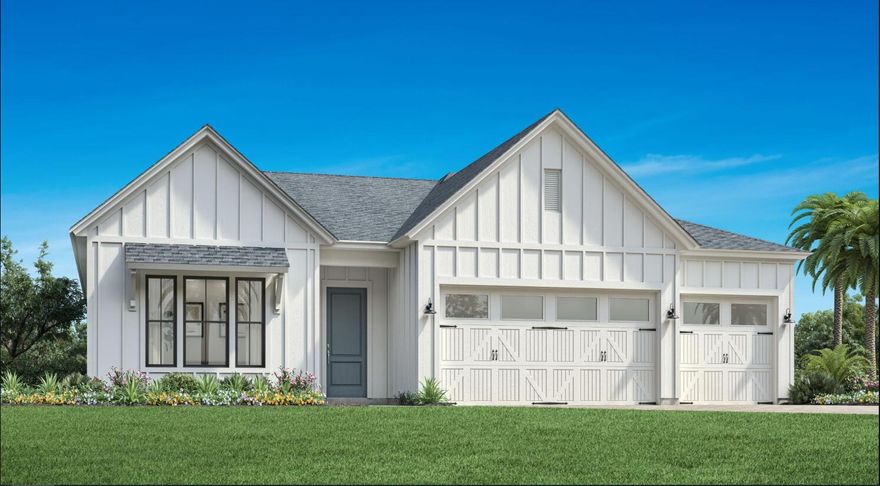 Sandy floor plan Farmhouse elevation.
