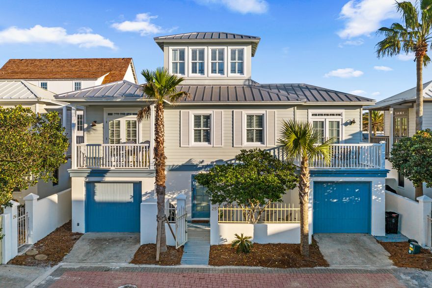 This home is on the SOUTH Side (Beach Side) of 30A in the GUARDED and GATED community of Sunset Beach, located between Alys Beach & Rosemary Beach. Newly renovated and fully furnished!! 2 outdoor balconies offer a wonderful spot to watch the sunset. 2 bedrooms + crow's nest feature two twins beds and GULF VIEWS! House sleeps 8  (downstairs bedrooms has 2 queen beds, main floor master has king bed, & upstairs loft has 2 twin beds). The home has 2 single car garages and a private gated courtyard area. It is steps to the private beach access and pool!