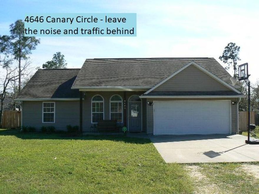 This 3 bedroom 2 bath home is affordable, well-maintained and ready for you. The split floor plan and open design creates comfortable living. HVAC extends into the double car garage creating large additional living space. Another bonus is the floored attic - easily accessible storage you won't often find. All the carpet has been replaced with the latest luxury vinyl planks. Get away from the noise and traffic of Crestview and travel easily and quickly to Eglin using 285. Beautiful Destin beaches are only 35 minutes away with bypass. Life is quiet, and seller has enjoyed neighbors. Great benefits of owning your own home. With today's interest rates and the incredibly low taxes (no city taxes here), your total payment each month is likely cheaper than rent. Call today.