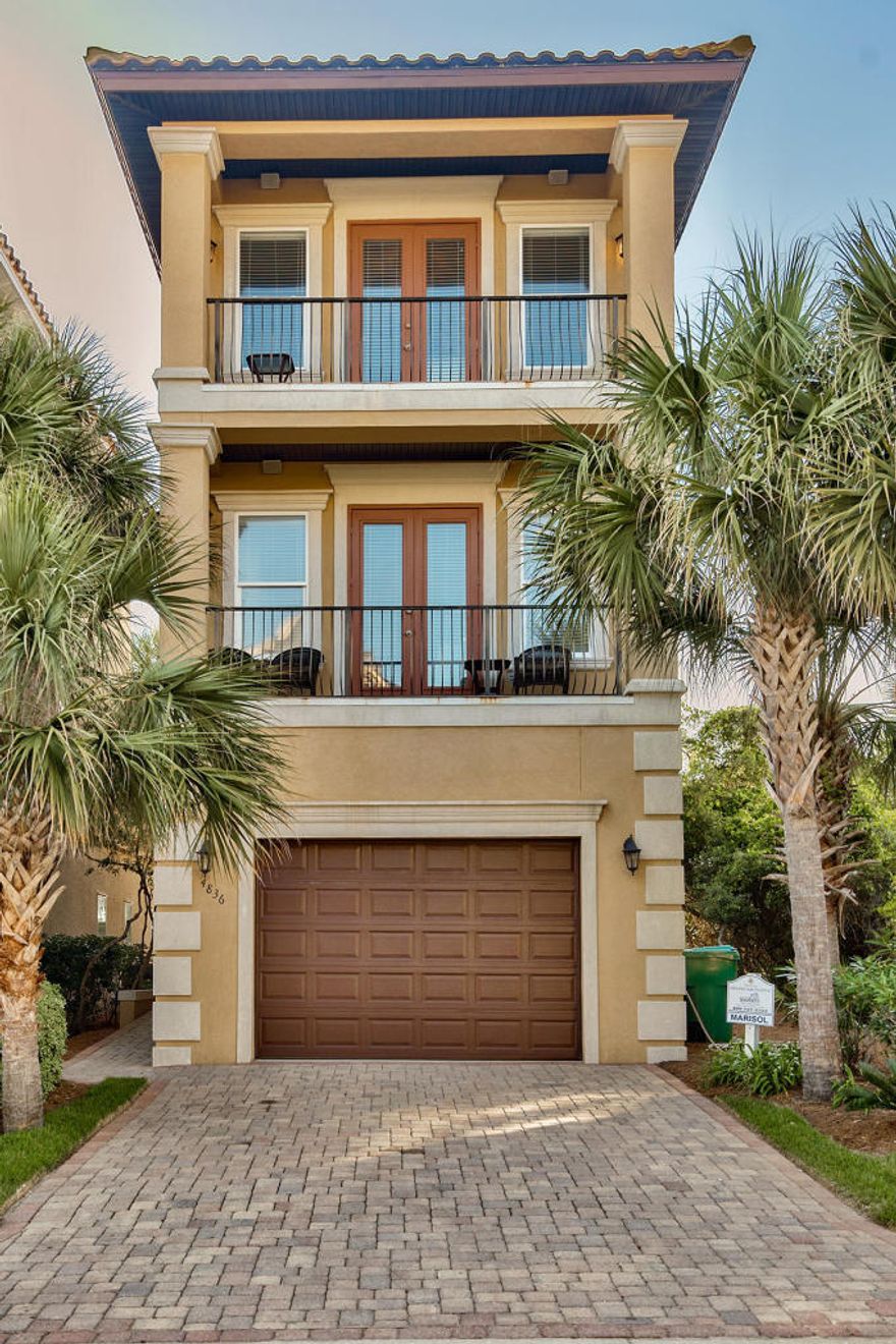 Looking for a great value in Destiny by the Sea - here it is! The exclusive gated gulf front community introduces a coveted, private entry to the Gulf of Mexico! After Dunes Delight is truly a delightful coastal home to be enjoyed as a rental investment property or permanent residence. This three story home, with elevator, affords a lifestyle of luxury and ease. All five bedrooms feature ensuite baths. The first floor touts an inviting king bedroom suite as well as a bunk room, plus a conveniently located laundry station. Enter from the ample size garage with an abundance of storage cabinets to find an elevator handy to carry luggage and groceries to the main living area on the second floor. The kitchen is fully equipped with stainless steel appliances, granite counter tops, stone backsplash, and, oh yes, a six-burner gas stove! Living, dining and kitchen combine to offer a generous open floor plan, with large windows to provide natural light. Stay comfortable while entertaining around the gas fireplace and wetbar. The second floor living area provides plenty of seating with new furnishings by Sugar Beach Interiors. Home is graced throughout with wood flooring. The second floor also has a lovely queen suite and elegant bath showcasing intricate tile work. Imposing 10 ft. ceilings on all 3 floors add to spaciousness and volume. The expansive 3rd floor master king suite showcases a luxurious spa retreat. And, down the hallway, the fifth bedroom queen ensuite awaits - plenty of room for large families to vacation together! Take the elevator to the floor of your choice, or ascend the beautiful stairwell. The emerald green waters and the white sandy beaches of the Gulf of Mexico await out the front door! Private deeded beach access, community pool, and onsite security are afforded to owners and their guests. All one needs, golf, shopping, dining-all area amenities are located just a few minutes away! Buyers are to verify all important data.