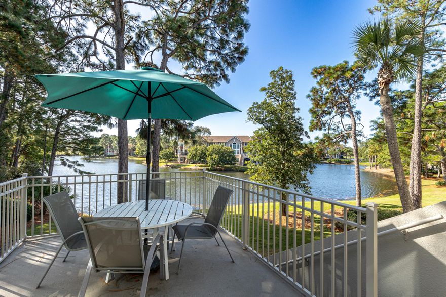 Featuring a Deeded single-car garage, this two-story villa is perfectly situated in the heart of Sandestin near the Marina, tennis/pickleball courts, and the Village of Baytowne Wharf.  Spend your days unwinding on the open terrace with panoramic views of the Turnberry Lake and #1 Fairway of Baytowne Golf Course. Inside, you'll find a bright, airy space with cathedral ceilings, travertine tile in the main living area, and an open-concept layout ideal for entertaining. The main floor hosts a primary waterfront king suite with a walk-in closet. Upstairs, enjoy a guest room complete with a custom-built trundle daybed, along with an additional waterfront king suite. Fully furnished, short term rental capable & includes a new 2019 water heater. Owners and their guests have access to the Turnberry/Magnolia Bay community pool in addition to the 2 Sandestin Owners' Association pools nearby. 

As an introduction to the Sandestin lifestyle, we invite our new owners to explore amenities that make Sandestin special. The listing brokerage and seller(s) are presenting the buyer(s) of this property with (2) 90-minute rounds of Tennis court time, a golf foursome at one of our three championship courses, and a round of golf for up to four (4) players at the unrivaled Burnt Pine Golf Club.

Sandestin Golf and Beach Resort features more than seven miles of beaches and pristine bay front, four championship golf courses, 15 world-class tennis courts, a 226-slip marina, a fitness center, spa and celebrity chef dining. Shop, dine and play at the charming pedestrian village, The Village of Baytowne Wharf and more. Inside the gates of the resort, residents enjoy a balanced lifestyle of high-class living, spanning the 2,400 acres from the beach to the bay. Everything within the gates of the resort is accessible by golf cart or bicycle. The entire resort is interconnected by miles of pedestrian, bike and golf cart paths that weave through groves of live oaks, meandering past natural lagoons, fountains, man-made lakes, and meticulously landscaped fairways.
