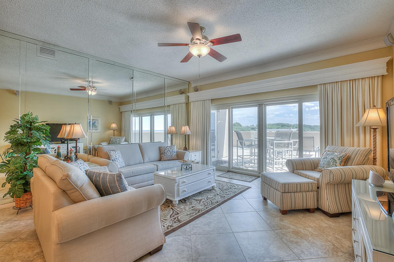 Paradise on the Gulf! This luxurious 2 bedroom 2 bath unit is located in Tops'l Beach Manor, one of the most private and divine resorts in the area. Let your family and friends inhale the gorgeous coastal scenery by flowing your entertainment outside to the massive balcony. Enjoy the updated kitchen, bath along with new furnishings that add a touch of style and elegance. The master bedroom offers a spectacular view along with balcony access. But that's not all..you will be blown away by all the amenities offered. From racquetball, private fitness room, tennis court to a covered garage and gated security are just a few perks to owning this piece of paradise. Don't forget to step outside to relax at the Lagoon style pool and pool side tiki bar.