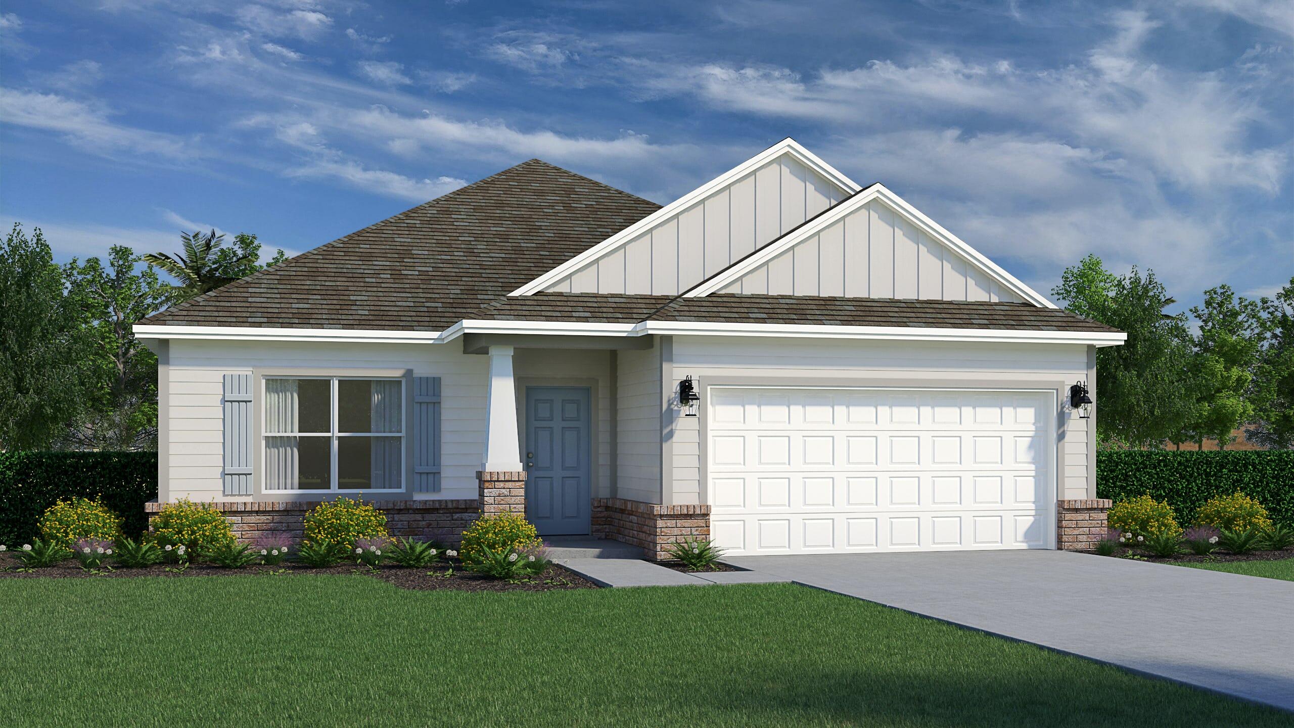 Topsail Model is the perfect size for starters or downsizing home. It's a lovely three bedroom2 bath home. As you walk in, you will have to one side your new formal living area or optional bedroom. As you continue in, you will be greeted by your open concept kitchen, dining and great room combination. your kitchen has plenty of counter space and lovely island facing out to the living area to keep the check of your family involved in conversation. The dining/great room combination leaves this area full of design ideas and great for any size family. The owners suite is off the back of the home for privacy and has a nice sized walk in closet in addition to the ensuite owners bath. Abundant space in the laundry room with linen closet and exit to the spacious two car garage.