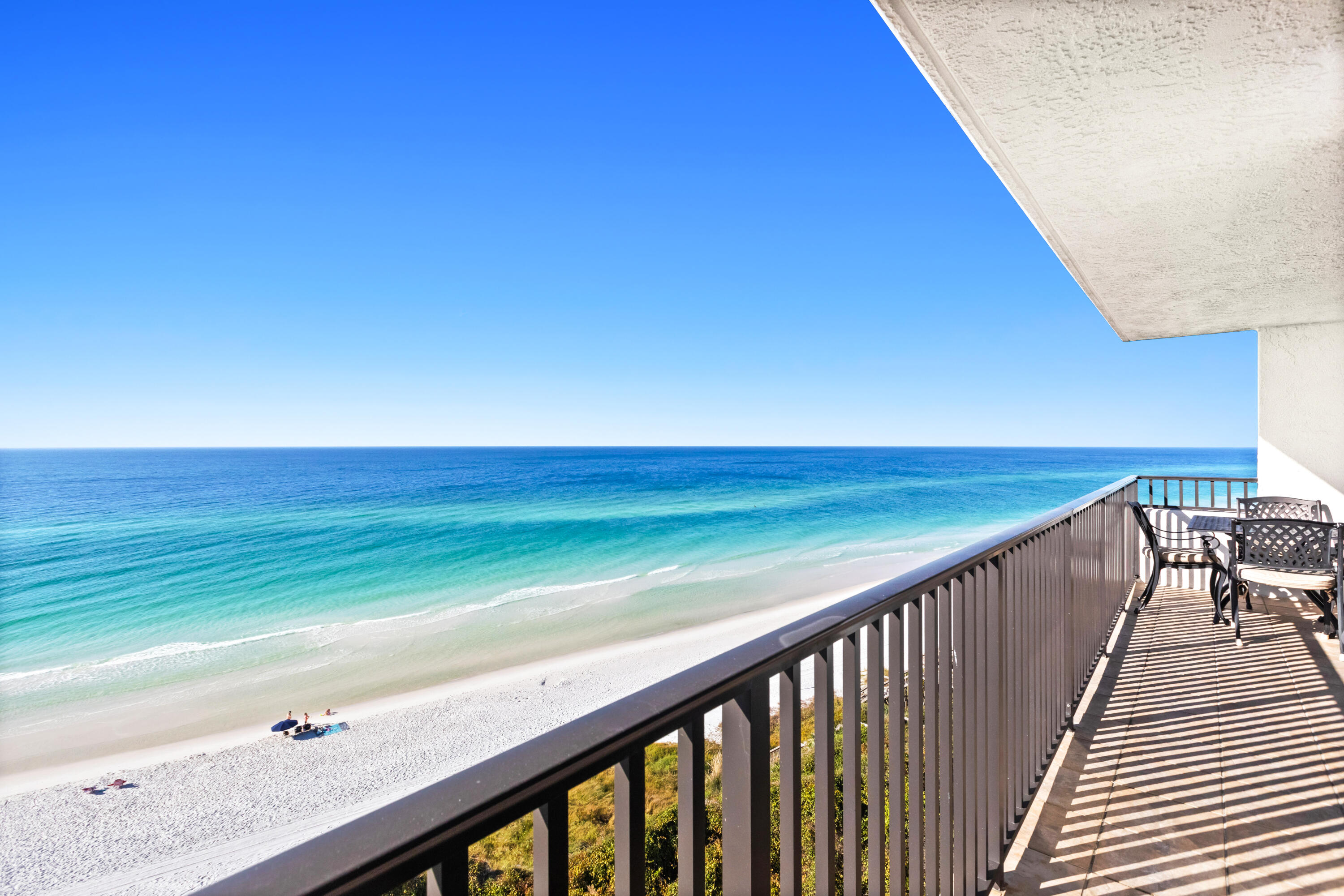 A rare west end unit is now available at One Seagrove Place!  Unit 808 is a beautiful spot in the building, affording outstanding Gulf views to the east, west, and south!  Upgrades include:  new entrance door, new washer/dryer, new refrigerator, new water heater, new beds in both bedrooms, new ceiling fans, and freshly painted in 2024.  This is prime rental location, and One Seagrove Place has a loyal rental following, with some guests visiting the property since its inception in 1985.  The property has improvement plans that are sure to enhance this already well-maintained condominium.  The pool expansion project is due to take place at the end of next season and will include such features as a negative entry pool, expanded decking, additional seating areas, and a fire pit.  The fitness center is located on the first floor with great Gulf views and will have improved fitness equipment.  It should be a fantastic work out space for owners and guests.  Come see all that One Seagrove Place has to offer in heart of Seagrove Beach! 