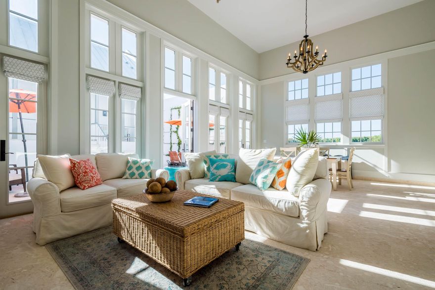 Upon entering this centrally located rowhome, fall under the spell of sophisticated coastal living in a light-filled private oasis. Caliza Courts rowhomes are designed by the renowned Khoury-Vogt Architecture team and form a welcome addition to the breathtaking Caliza Pool location. Beautiful architectural details have been woven into every space of this 4 Bedroom, 4.5 Bath home.Impressive scale of the great room awes with 16-foot ceiling,12-foot tall French doors and windows opening to a private courtyard, and guest suite beyond. Floor plan offers the utmost in comfort to accommodate friends and families. The open concept kitchen captures views of southern sunbathed skies and offers top of the line Thermador appliances, cabinetry, and glass tile accented walls.The main level Master