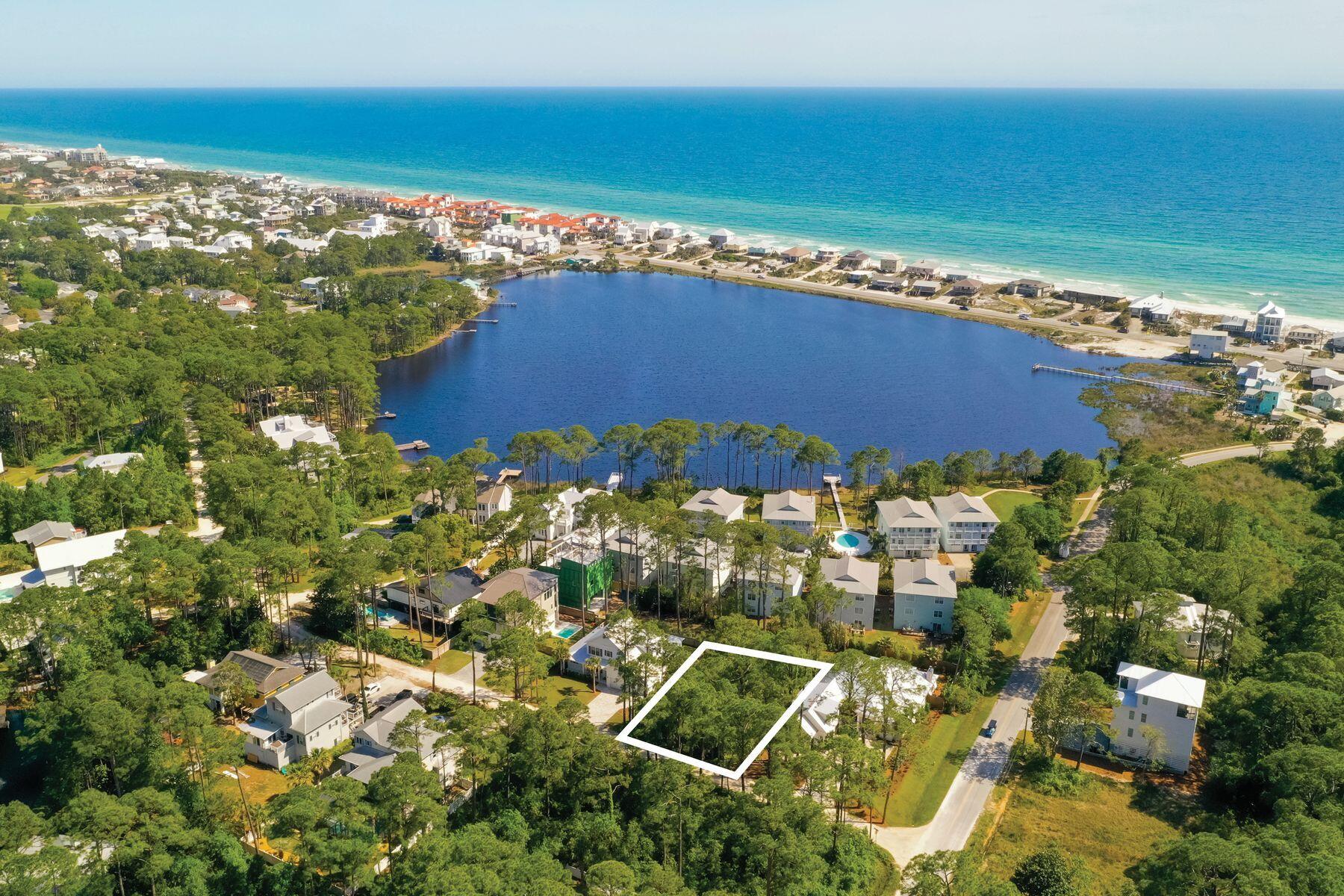 Nestled within the serene enclave of Dune Allen, this prime lot offers an exceptional opportunity to build your dream beach home with views of Oyster Lake and the Gulf of Mexico. Situated on a charming private road, just a short stroll from the pristine shores, a coastal dune lake, and Scenic Highway 30A, this location epitomizes coastal living at its finest. Boasting a desirable flood zone X designation and a cleared, level terrain, this lot is perfectly suited for crafting your ideal beach retreat. With surrounding lush foliage, the ambiance is serene and tranquil -- a true oasis by the sea. Whether you're seeking a primary residence, second home, or lucrative rental property, this lot offers endless possibilities. Enjoy the convenience of proximity to Oyster Lake, accessible via a charming pedestrian bridge, as well as three beach accesses within a half-mile along 30A. Indulge in the area's culinary treasures, with iconic establishments like Stinky's Fish Camp and the vibrant Gulf Place just moments away. With its idyllic location and unparalleled potential, this lot presents a rare opportunity to create your own slice of paradise in the heart of Dune Allen.