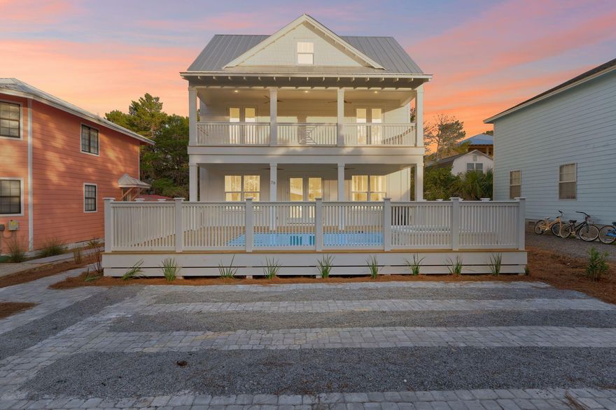 This beautiful new construction home is located in the heart of Seagrove near Eastern Lake. It is a professionally decorated, turn key property. Features include a private heated pool with a tanning ledge and spa. Leading into the first floor you will find an open concept living area including kitchen, living and dining. There is also a king bedroom with an ensuite bathroom located on this floor. The second level holds three king bedrooms with ensuite bathrooms. One of these bedrooms included a bonus set of built in bunks. The third level is where you find an incredible entertainment room, full size bathroom, four queen-size bunks,  table tennis, wet bar room, bonus room, office area and two sitting areas. Lastly, this house sleeps 20 people with annual projected revenue between $200-$22