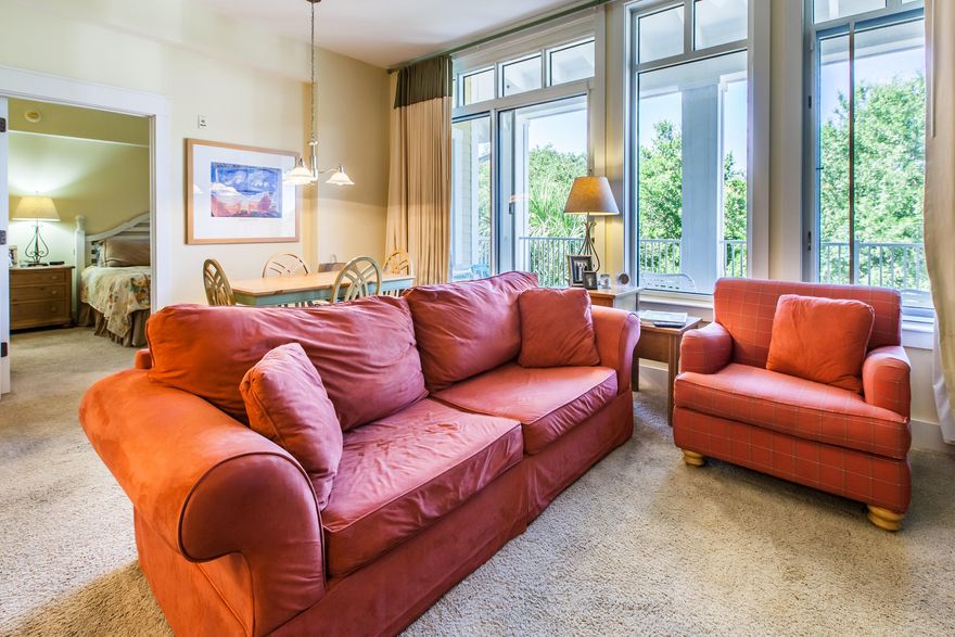 Located on the top floor with an oversized balcony, this one bedroom/two bath condo has a tree canopy overlooking the pool and amenity deck. This floor plan is extra wide, providing for more windows and light, and the home has higher ceilings because it is on the 5th floor. Observation Point owners have exclusive access to the amenities terrace with the resort style pool, whirlpool, gas grill area and fitness room as well as the private Founders Club room with kitchen and pool table overlooking the events plaza. Private Owners Storage Cage in garage area to keep all your beach toys! The Village of Baytowne Wharf is a pedestrian village with dining, shopping, activities and year round family oriented events and nightlife, too. All of this located within Sandestin Golf and Beach Resort. The resort features miles of sandy white beaches and pristine bay front, four championship golf courses, a world-class tennis center with 15 courts, 4 resort swimming pools (and 15 private neighborhood pools), a 113-slip marina, and a fitness center and spa.