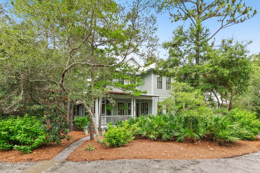 Never rented! This custom 3 bedrooms, 3.5 bath home with media/sitting room is located in the heart of Seagrove Beach. Situated on one of the largest corner lots, the exterior space is built to entertain. The exterior features an expansive wraparound porch screened the length of the home, outdoor gas fire pit, ample seating, grill, outdoor shower and parking for up to 5 vehicles. The interior offers approximately 2,253 square feet and features high end finishes, two master bedrooms, wood flooring throughout, tile in baths/laundry, quartz countertops, 10' ceilings and stainless steel appliances. The great room, kitchen, walk-in pantry, dining, half bath and master bedroom with private bath and access to the porch are situated on the first level. The second level features the master suite