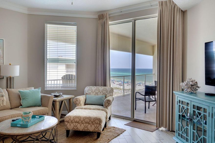 Rare opportunity to own a fully updated gulf-front condo on 30A under $850,000. Prominently located south of 30A in desirable Seagrove Beach, this one-of-a-kind Gulf-front condo at Dunes of Seagrove provides all of the luxury that 30A offers. Perched on the top floor with shimmering views of the Gulf of Mexico, unit 402B has been completely remodeled. This pristine condo is characterized by soft tones and chic coastal decor and features two full bedrooms and bathrooms, plus an additional bunk room with a custom door for added privacy. Hardwood tile flooring is found throughout the unit while the fully equipped kitchen boasts beautiful quartz countertops, tile backsplash, stainless steel appliances and brand new cabinets. The kitchen overflows