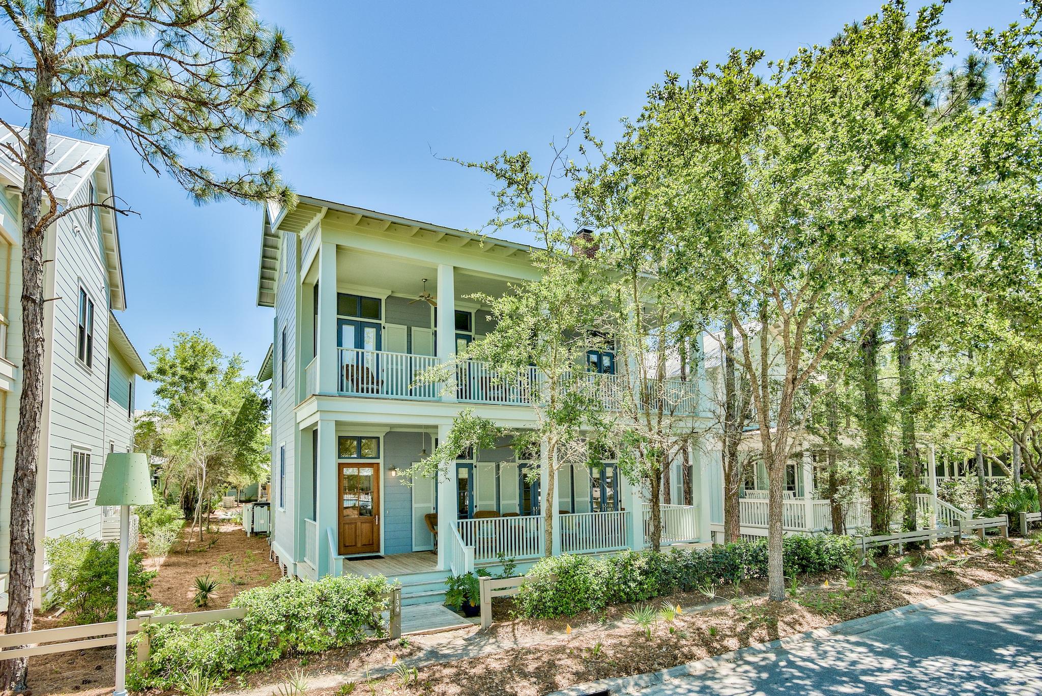 BEST BUY in WATERCOLOR! If you like the idea of a warm & friendly home with porches and an outdoor gathering space with an outdoor fireplace, then you are at the right place! This LARGE 4BR + Bunkroom home has 3592 sq feet PLUS 630 sq feet of stacked front porches & is in a desirable location directly across from the newly expanded Camp WaterColor! What is impressive in this home is that all the rooms are spacious with high ceilings & heart of pine floors. The custom millwork in this home is also pretty amazing. The oversized living area has a fireplace & room for a game table. The kitchen has top quality stainless appliances & gas cooktop. There is a guest BR + bath downstairs for those who can't do stairs.The Master BR is HUGE & opens up to the upstairs front porch. *Golf Cart Included*