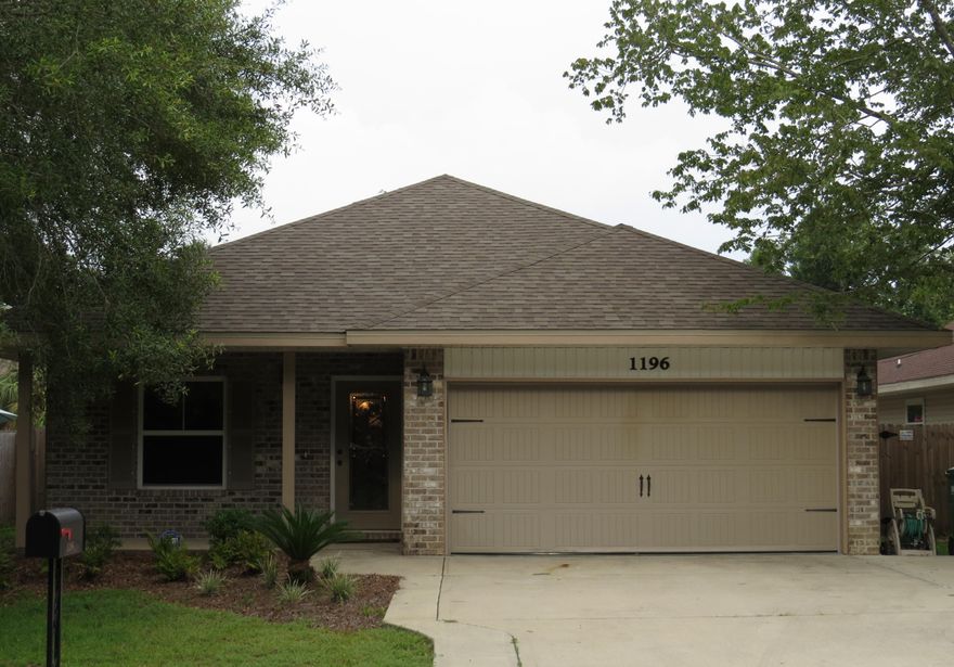 New listing as of 10/14/17. 5 years new home, located in ''Tanager Oaks'', a 6 lot development in Wright,(north Fort Walton Beach). Very convenient location to both Hurlburt Field and Eglin Airforce bases. East show!! Immaculate, move-in ready, 3/2 family home with upgrades throughout!! The open floor plan joins the main living area, a breakfast bar, the kitchen, a separate dining room, with a large island, all of which boast 9 foot ceilings and stunning 20x20 tiling. The Chef's Kitchen includes ample storage in maple cabinetry with crown molding, granite countertops, and a commercial size stainless steel refrigerator and freezer. Off the kitchen is a huge walk in pantry and laundry room. Two large additional bedrooms in the front of the home have generously sized closets and tons of natural light! The master retreat includes his and hers walk in closets, and a dreamy bathroom, with dual vanities and granite counters, not to mention a jetted tub with separate shower area! The back door leads you to a screened in patio where you can enjoy your morning coffee while the dog and kids run around the fenced in backyard. The yard is beautifully landscaped and comes complete w/ a well, sprinkler system and timer. Insurance will be very reasonable as home is built to today's code and plywood window coverings are being provided.  Home has a Taexx ''in the wall'' pest control system that is serviced from the exterior of the home for owners convenience. 