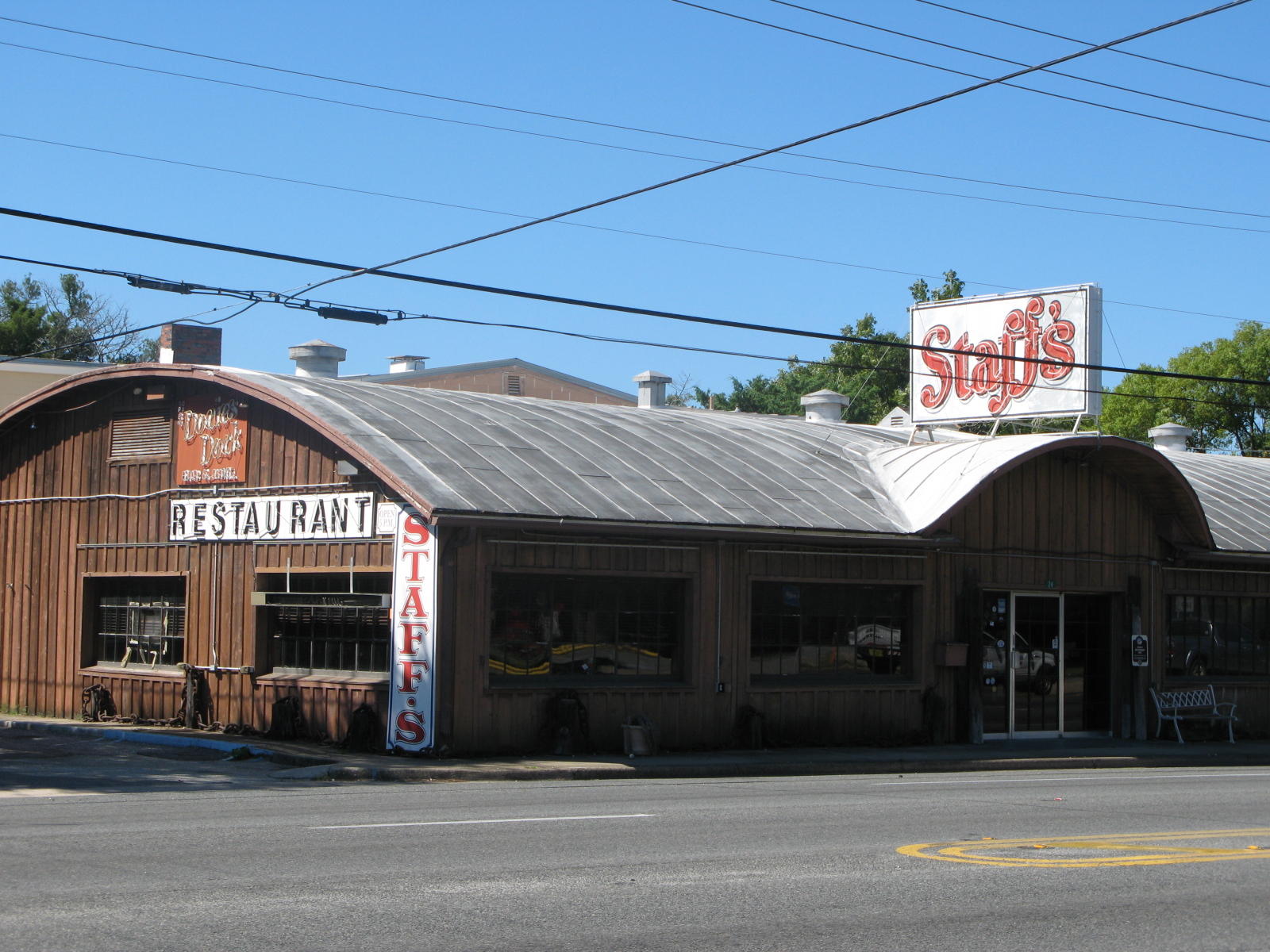 Former Staff's Restaurant for lease. Includes all equipment, furniture, fixtures. Could be converted to other commercial uses.