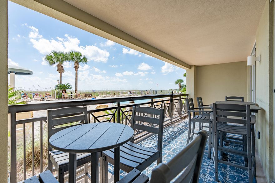 Estimated annual gross rental income of $110-$115k. This fully furnished ground-floor condo offers direct walk-out access to the pool decks and pristine beach. Enjoy the convenience of quick access to the covered parking garage with no need for stairs or elevators. The unit features tile flooring throughout (no carpet). With 9-foot ceilings and an open floor plan, it provides a spacious and welcoming ambiance. It includes two King bedrooms, a third large bedroom with custom Queen over Queen Bunks, and a Queen-sized sleeper sofa in the living room.  Ground-floor unit accommodates up to 10 occupants, which is more than similar units on higher floors due to fire codes. The Azure complex offers 2 pools (1 heated), 2 large hot tubs, covered parking garage and more. Buyers to verify all info. Estimated annual gross rental income of $110-$115k. This fully furnished ground-floor condo offers direct walk-out access to the pool decks and pristine beach. Its prime location, with easy entry to the pool area and sugary sand beaches, makes it one of the most sought-after rentals in the complex. Enjoy the convenience of quick access to the covered parking garage with no need for stairs or elevators. The unit features tile flooring throughout (no carpet).
This condo stands out as an exceptional vacation rental, consistently achieving high rental income year after year. With 9-foot ceilings and an open floor plan, it provides a spacious and welcoming ambiance. It includes two King bedrooms, a third large bedroom with custom Queen over Queen Bunks, and a Queen-sized sleeper sofa in the living room. The master bathroom is expansive, featuring a separate shower and garden tub. Due to Azure condominium regulations and fire code restrictions, this ground-floor unit accommodates up to 10 occupants, which is more than similar units on higher floors.
The Azure complex offers two pools (one seasonally heated), two large hot tubs, a covered parking garage with code gate access, lush tropical landscaping, a newly updated beach walkway, a fully equipped exercise room, and outdoor grills for use by owners and guests.
Buyers should verify all information.
