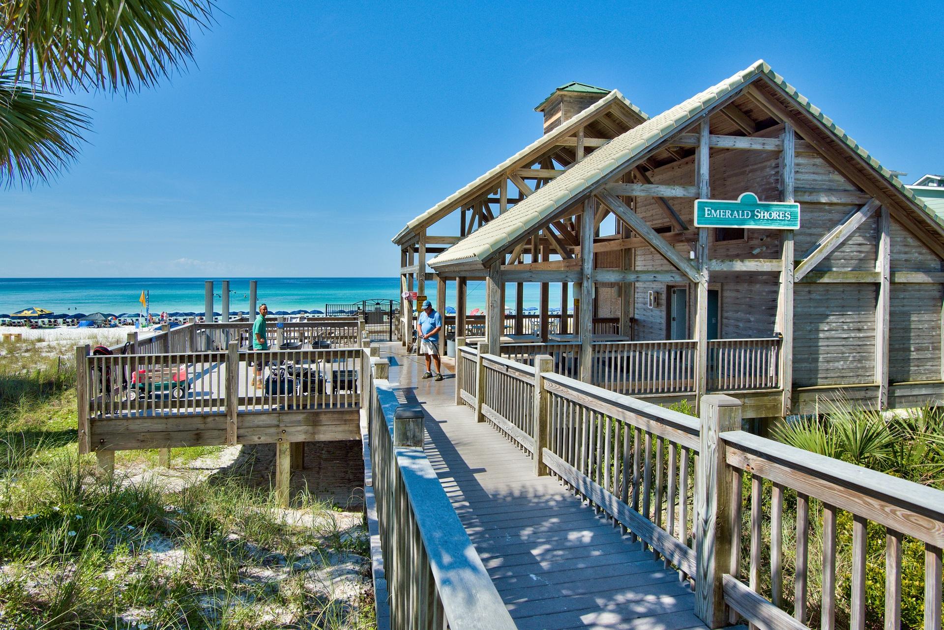 'Coconut Cove' - a 3 bed/3 bath powerhouse vacation rental. Consistently grossing $70,000+ for past 3 years (see documents). Many repeat renters. Granite/stainless kitchen, no carpet, wainscoating in stairway. 2nd refrigerator in laundry room. Two kings, 1 queen, twin/twin bunk. Futon & sleeper sofa, Custom tiled master bathroom (wheelchair accessible). Emerald Shores OWNS the beach and has a beach pavilion with restroom & tiki bar, 2 pools (seasonally heated), basketball court, tennis court. Click document tab to view rental income.