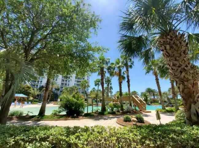The Palms is located in the heart of Destin with plenty of amenities, Large lagoon pool, kiddie pool area, hot tub, gym, tennis courts, play ground for kids, basket ball, caravan to beach during peek times or just walk across the street. this unit is a junior unit with some updates, pool view, restaurant on site and newly added coffee shot, might want to hurry..