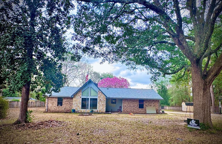 Charming traditional style home located on a quiet dead end street with mature trees.  Living room features a vaulted ceiling, large windows and stone look fireplace with a Wood Chief insert.  Newer deck and LVP flooring in master bedroom.  New windows and roof in 2024.  Most photos are from before new windows and roof were replaced. Seller to make repairs to a portion of the floor.   Stainless steel refrigerator, flat top stove, stainless steel microwave and dishwasher convey in AS IS condition.  Treehouse, firepit and shed convey in AS IS condition as well.  House sits on almost a full acre.  Seller has never occupied the home.THIS AREA QUALIFIES FOR USDA LOAN FINANCING!! SEE FLYER IN DOCUMENTS!!