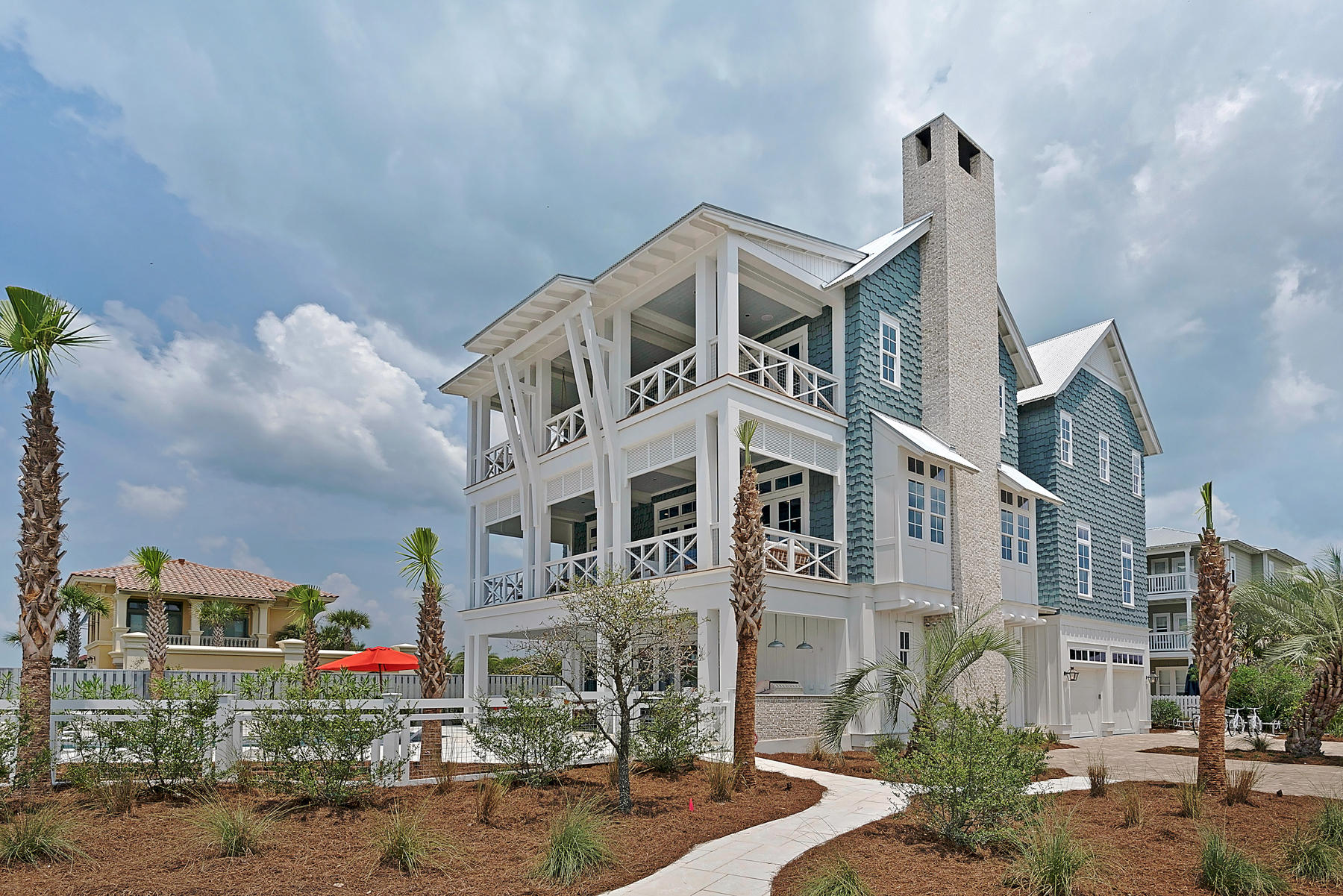 Wecome to ''Sea Star'', 30A East luxury at it's very finest! Located in a prime spot between Alys & Rosemary Beach this one tier from the Gulf home in the gated community of Sandy Shores offers everything a second home owner and investor could ask for. Designed by architect Geoff Chick and constructed by Envision Group Builders in 2015 the home consists of 8 bedrooms, 8 baths with 5321 square feet of conditioned area and an additional 1,914 square feet of covered space for maximal indoor/outdoor gulf living comfort. Opening onto the large decked pool are Nano doors that open fully from the game room. There you will find an overflow pool and gas grill in the Summer kitchen along with multiple seating options for relaxation off the heated pool.