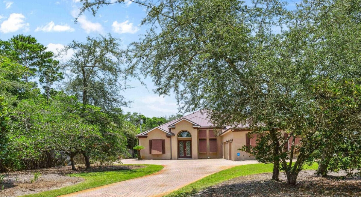 Estate Home in Miramar Beach, FL! This beautifully maintained, single-story home situated on a 1.1-acre lot is in a sought-after neighborhood & across the street from Choctawhatchee Bay in Miramar Beach, Florida. This generational, one-owner property offers over 3,400+ square feet of thoughtfully designed living space with 5 bedrooms and 3 full baths, perfect for everyday living and entertaining. Step inside to discover a spacious split floor plan featuring engineered wood and tile floors throughout--no carpet--creating a seamless and low-maintenance living experience. The heart of the home opens to an expansive lanai & screened-in pool complete with an outdoor fireplace, perfect for relaxing evenings and year-round enjoyment. The oversized two-car garage and not one, but two additional comfort controlled structures, featuring a versatile 819 sq ft detached garage/bonus dwelling (man cave) with a full bath, overhead and entry doors, its own electric meter, and potential as a workshop, studio, or guest suite AND a charming 500 sq ft "She Shed" or golf cart garage, ideal for hobbies, storage, or creative pursuits. Outside, find a paver driveway and mature landscape. The metal roofs (2024) offer style and peace of mind. The backyard boasts a custom firepit and conversation area, offering even more outdoor living space for gatherings and quiet moments alike. No flood insurance is required, and this exceptionally private property backs up to the Emerald Bay Golf Course. Easy access to the BEACH, shopping, dining, entertainment, healthcare and services! Short term rentals are allowed. Do not miss this opportunity to own a rare, multi-functional, multi-generational, estate property that perfectly balances elegance, comfort, and practicality.
Private tours available.