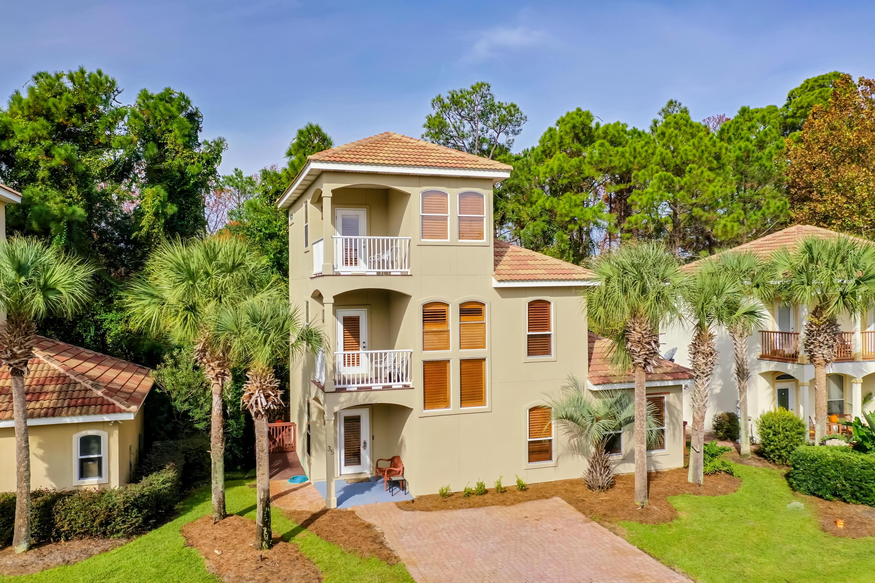 This lovely home boasts a fantastic location, on a quiet road just off Scenic Highway 30A, for full enjoyment of the laid-back beach lifestyle of South Walton County, Florida! It's 3 stories feature 4 bedrooms and 4 baths, with an open living/dining/kitchen area for gatherings. Balconies on both the second and third floors allow further enjoyment of the natural surroundings and fresh sea air, plus the huge back deck makes a great outdoor entertaining area! Formerly a vacation rental, the property would serve well as a family home, second home, and/or income-producing property. Some exclusions shall apply.