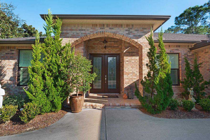 Welcome to 209 Matties Way in the very much desired 'Kelly Plantation''. This beautiful One Owner home has many extras that the Owners had added onto their Construction. Walking into the front doors the Open Plan welcomes you into a large living area and has a straight view to the private backyard that backs up to the Reserve. The office and Formal Dining greet you on either side when entering the front doors. This home offers a split floor plan with the Master Bedroom also having French Doors to the Screened Patio that is equipped with Gas Connection. 2 additional Bedrooms and Bath are on the opposite side with many extras. The Strongest High light of this home is definitely the fact that the Owners Built up the home with adding a Retaining Wall to the property and which gives the home a much higher elevation.
The Nature preserve fronts the back of the home giving much privacy and tranquility. Kelly Plantation offers many extras such as Golfing, Tennis, Clubhouse, Community Pools, Playgrounds, Equestrian Center, 24 hour Guarded entry and so much more!