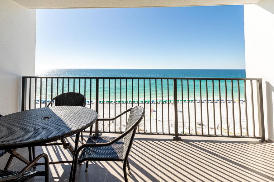 NEW FLOORING, PAINT AND LIGHTING! Ideally located Gulf Front unit in the middle of all the Destin restaurants  and amenities.  This is the family place to be!   This unit has stunning views of the Gulf from the main bedroom, kitchen living and private deck.  Just high enough on the 8th floor that you can see for miles out over the water.  Kitchen has stainless appliances, new dining room table and chairs, sleeper sofa, & hot water.  This unit has a great rental history, and you are welcome to carry on with future rentals, or use it for your family.  This is a great investment property with proven numbers.  Emerald Towers is gated, ample parking, & many upgrades to the building itself.  Enjoy the serenity from your deck over a morning cup of coffee. Videos available upon request