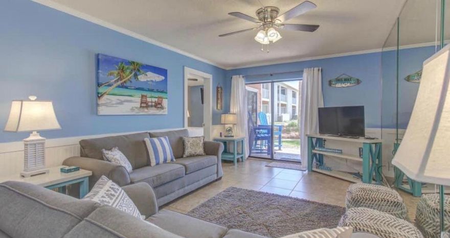 ATTENTION INVESTOR'S! Its obvious why this 2 BR unit has been a rental machine the past 2 seasons boasting over $36,000 in RENTAL REVENUE. The calm cool beach color's and coastal elegant decor creates a vacation vibe that jumps out at potential renters who are researching their next beach destination on the internet. Spacious and steps away from the beach, pool, multiple beach access's, a 5 mile walk/bike path and the world famous POMPANO JOE'S restaurant positions this complex in an ideal location for fun and relaxation. Updated lighting, furniture and bathroom vanities create a cozy, clean feel that all visitor's will appreciate. Spacious bedrooms provide more than enough room for one or multiple beds. POLYWOOD OUTDOOR FURNITURE also included.