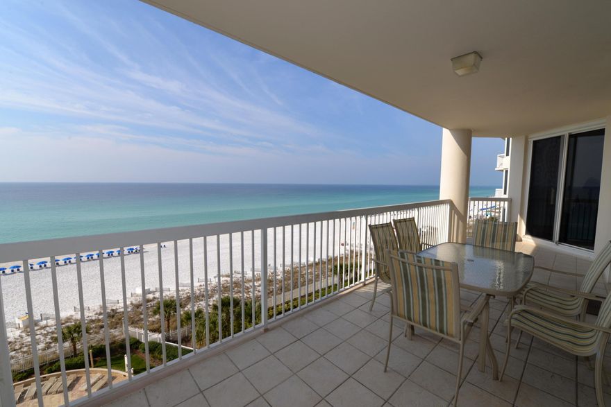 CHECK INTO PARADISE!! Relax in your immaculate condo while listening to the waves rolling in on the white sandy beach. This three bedroom, three bath unit is beautifully decorated with coastal living in mind. The breathtaking views from the living area, master bedroom, & of course the spacious balcony coupled with quality comfortable furniture, custom draperies & linens makes this unit a sure choice for anyone looking for that special place in the sun. The kitchen is delightful with pretty cabinets, corian counter tops, breakfast bar, & pantry. There is also a separate laundry room housing a full-size washer & dryer & assigned covered parking. Each bedroom has its own private bath with the master bath being a luxury. Silver Beach Towers amenities include deeded beach access, two larg