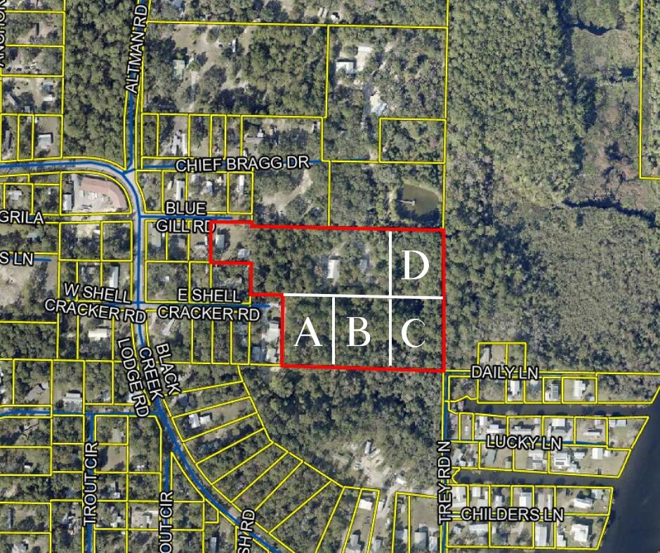 Lots A, B, C & D are being subdivided into 1 acre lots from the 7.2 acre parcel listed on WCPA site. Here's your chance to own a gorgeous acre near Black Creek in Freeport with no HOA! Located off of the beaten path, the property offers privacy and quiet while still being minutes from the creek, bay or beaches. This is truly a rare find! Each parcel has a deeded easement via Shellcracker Road. City water and power from Chelco are available. Currently, public sewer is not available on the property.