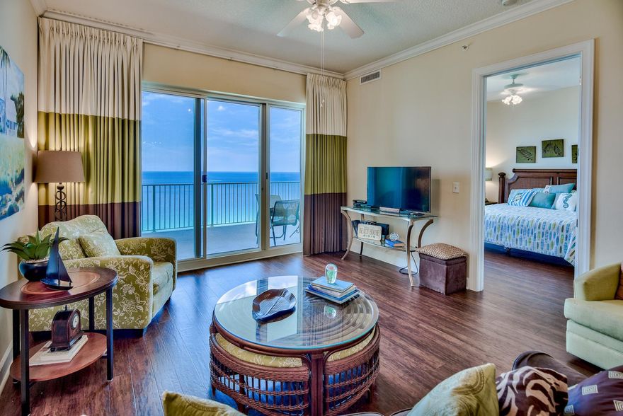 This upscale penthouse condo at Ocean Reef is tastefully appointed and features granite counter tops and new wood floors throughout the condo. Its open concept affords views of the Gulf from the kitchen, dining and living room. The Gulf front master bedroom features access to the expansive 10x28 balcony with large ceiling to floor slider doors for panoramic views of the Gulf. A generously sized guest bedroom features a king size bed and private access to the guest bathroom. There is also a laundry room in the unit with additional storage for beach chairs and other necessities. Ocean Reef resort offers a large Gulf front pool, seasonally heated indoor pool, over-sized hot tub, steam room, and sauna, fitness room, lush landscaping, meeting room and over 330' of beachfront. This condo also This condo also offers an assigned parking space on the 2nd level and close to the elevator. This Gulf front condo, is an ideal 2nd home or investment property.