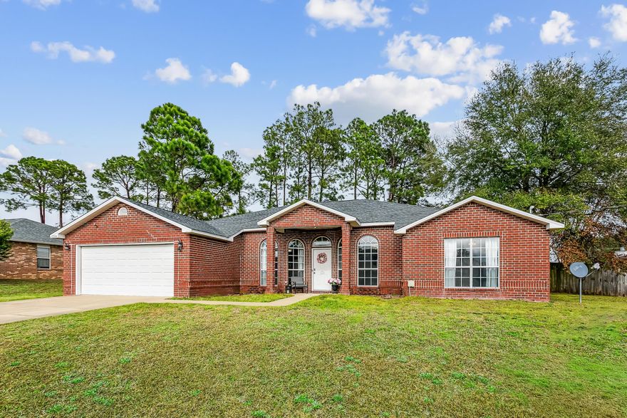 Updated 4BR/3BA brick home in desirable Southwest Crestview, south of I-10 and convenient to Eglin, Hurlburt, and Duke Field.   This spacious layout includes a dedicated office, formal dining room, and a large family room with fireplace. The kitchen features white cabinets, granite countertops, backsplash, stainless steel appliances, an island, and a large walk-in pantry. The primary suite offers his and hers closets, a jacuzzi tub, and an updated shower. Multiple oversized closets provide excellent storage throughout.  Major updates: Roof 2022, HVAC 2018, Hot Water Heater 2022, Fence 2019, Exterior Electrical Panel 2025, Office & Dining Flooring 2016, Family Room Flooring 2026, Primary Shower 2023, Kitchen & Bath Granite + Faucets 2016, Updated Lighting 2016.With 4 bedrooms, 3 full baths  abundant storage, and a prime location, this home offers comfort, convenience, and modern updates.